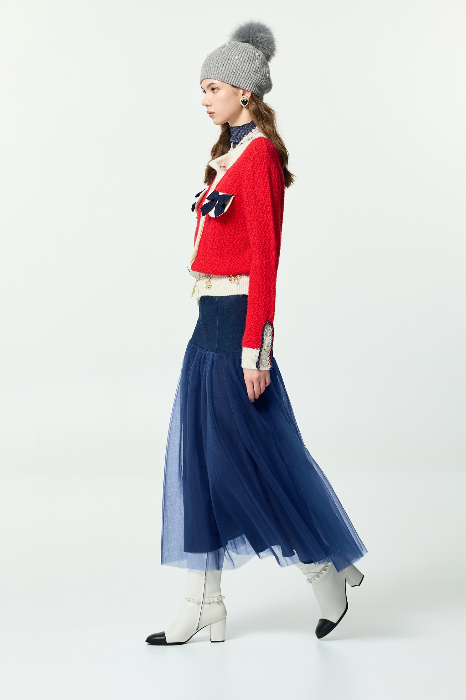 火焰色小香風開襟針織外套火焰色小香風開襟針織外套,上衣,人氣商品,外套,小香風,小香風外套,秋冬穿搭,約會特輯,蝴蝶結,針織,針織外套