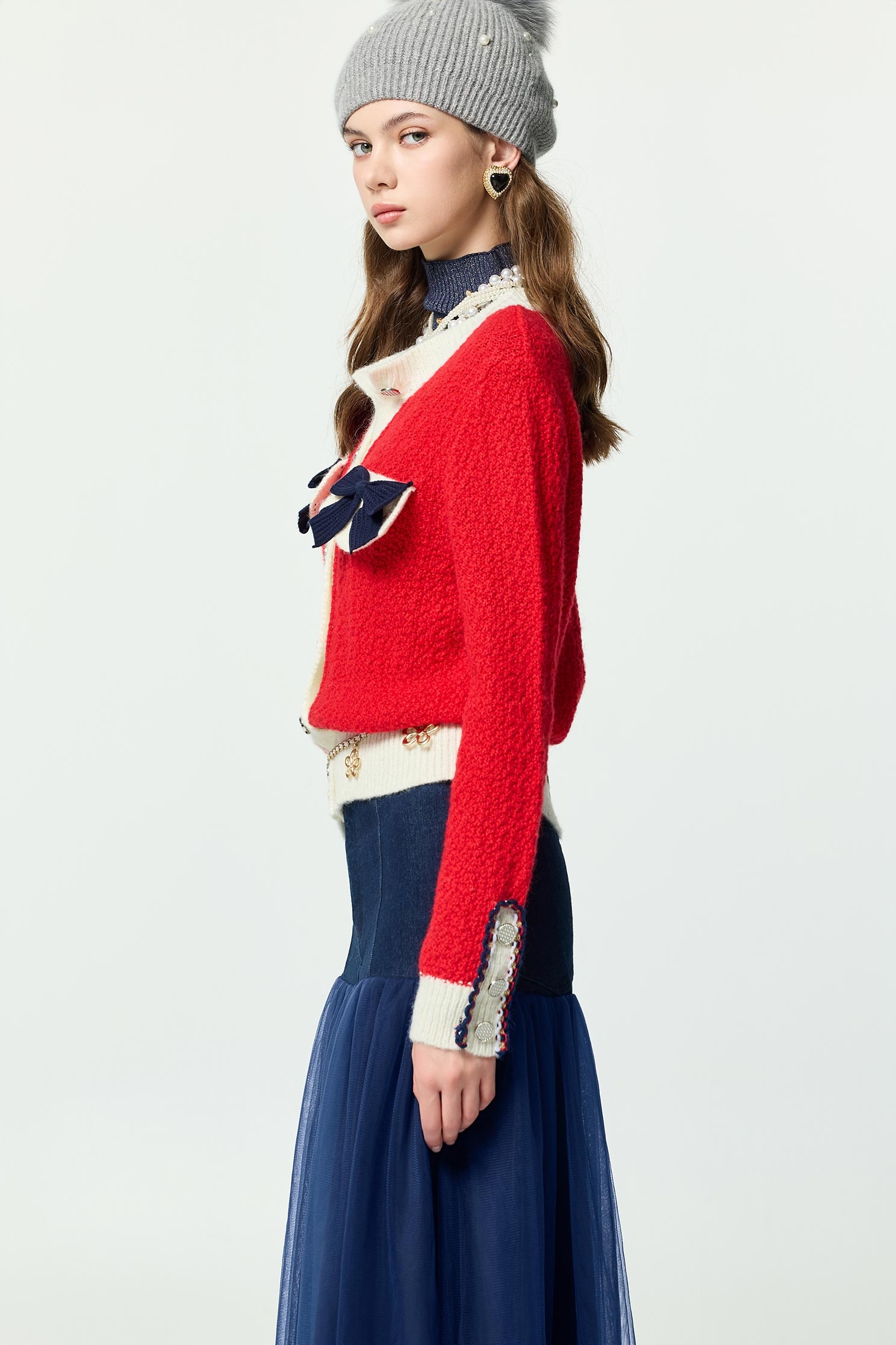 火焰色小香風開襟針織外套火焰色小香風開襟針織外套,上衣,人氣商品,外套,小香風,小香風外套,秋冬穿搭,約會特輯,蝴蝶結,針織,針織外套