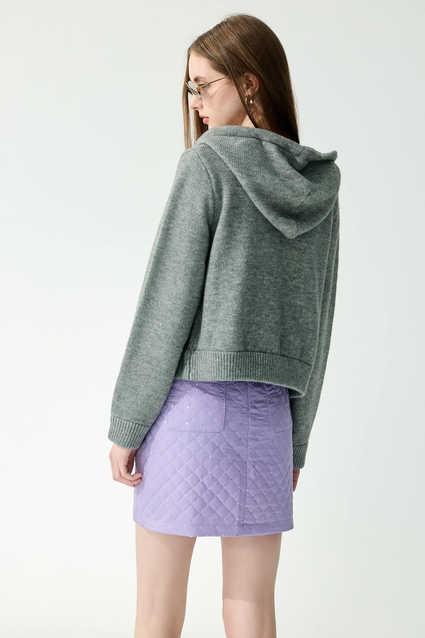 薄暮灰學院風連帽針織外套薄暮灰學院風連帽針織外套,外套,秋冬穿搭,簡約穿搭,針織,針織外套