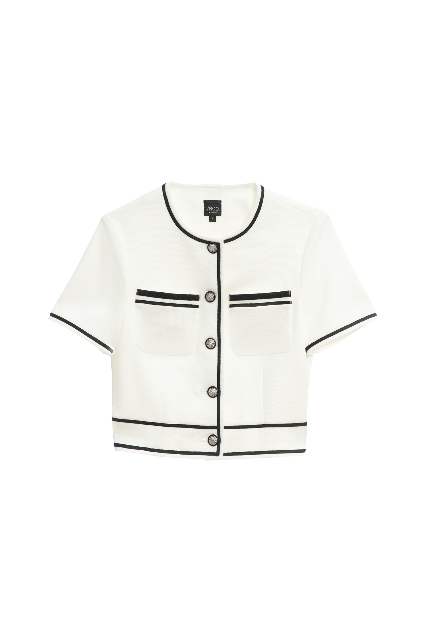 綴黑織帶小香風外套綴黑織帶小香風外套,一般外套,外套,小香風,春夏穿搭,毛呢花呢,白色外套