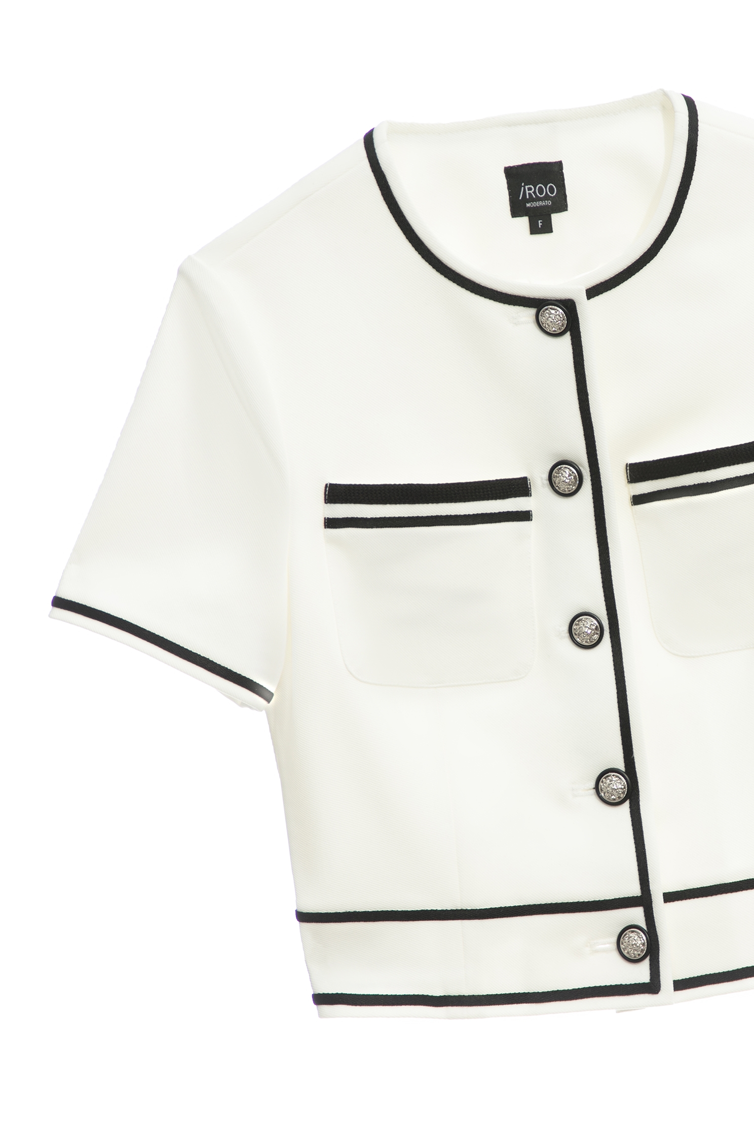 綴黑織帶小香風外套綴黑織帶小香風外套,一般外套,外套,小香風,春夏穿搭,毛呢花呢,白色外套