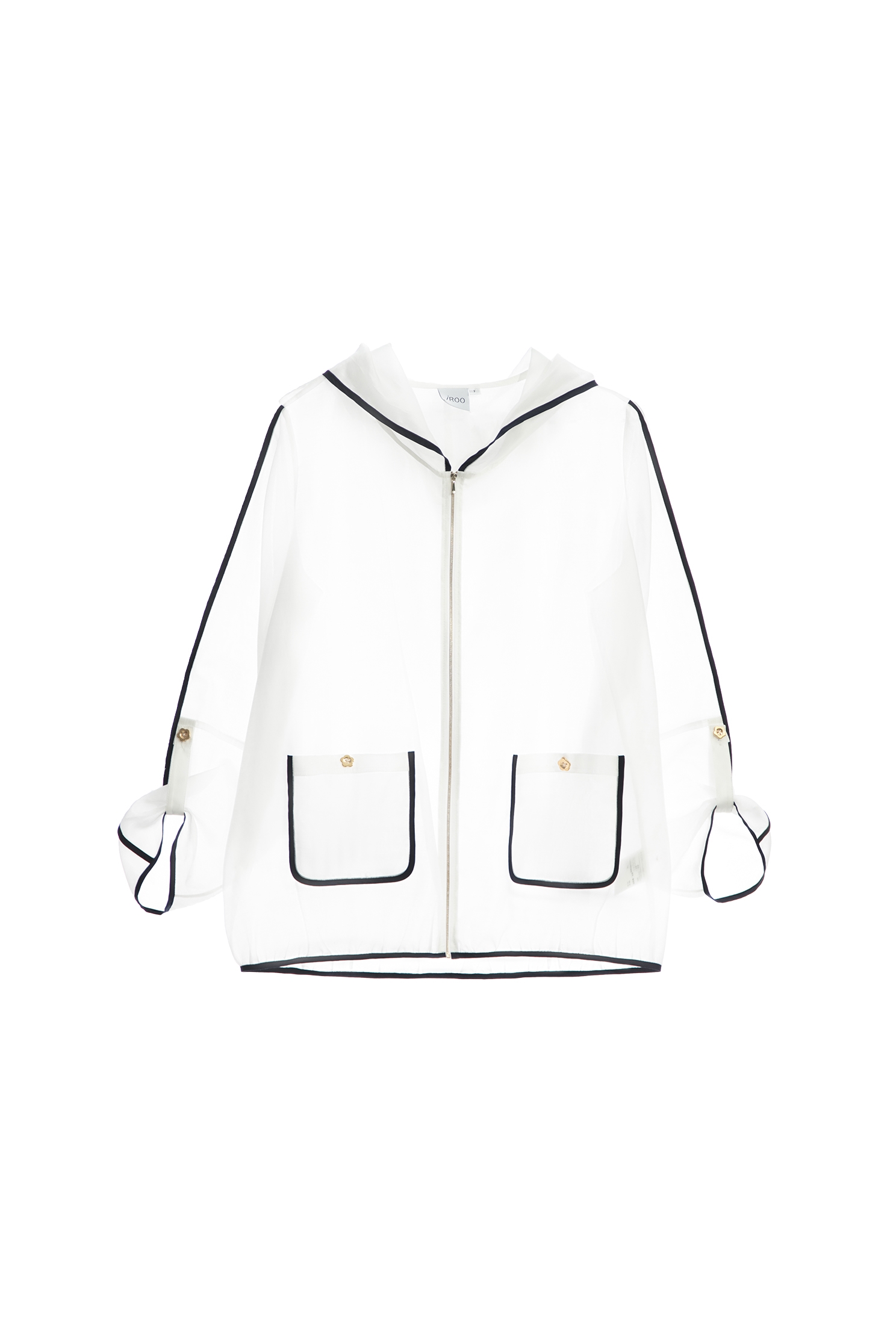 跳色包邊微透明外套跳色包邊微透明外套,一般外套,外套,春夏穿搭,條紋,白色外套,約會特輯,防曬最多選擇