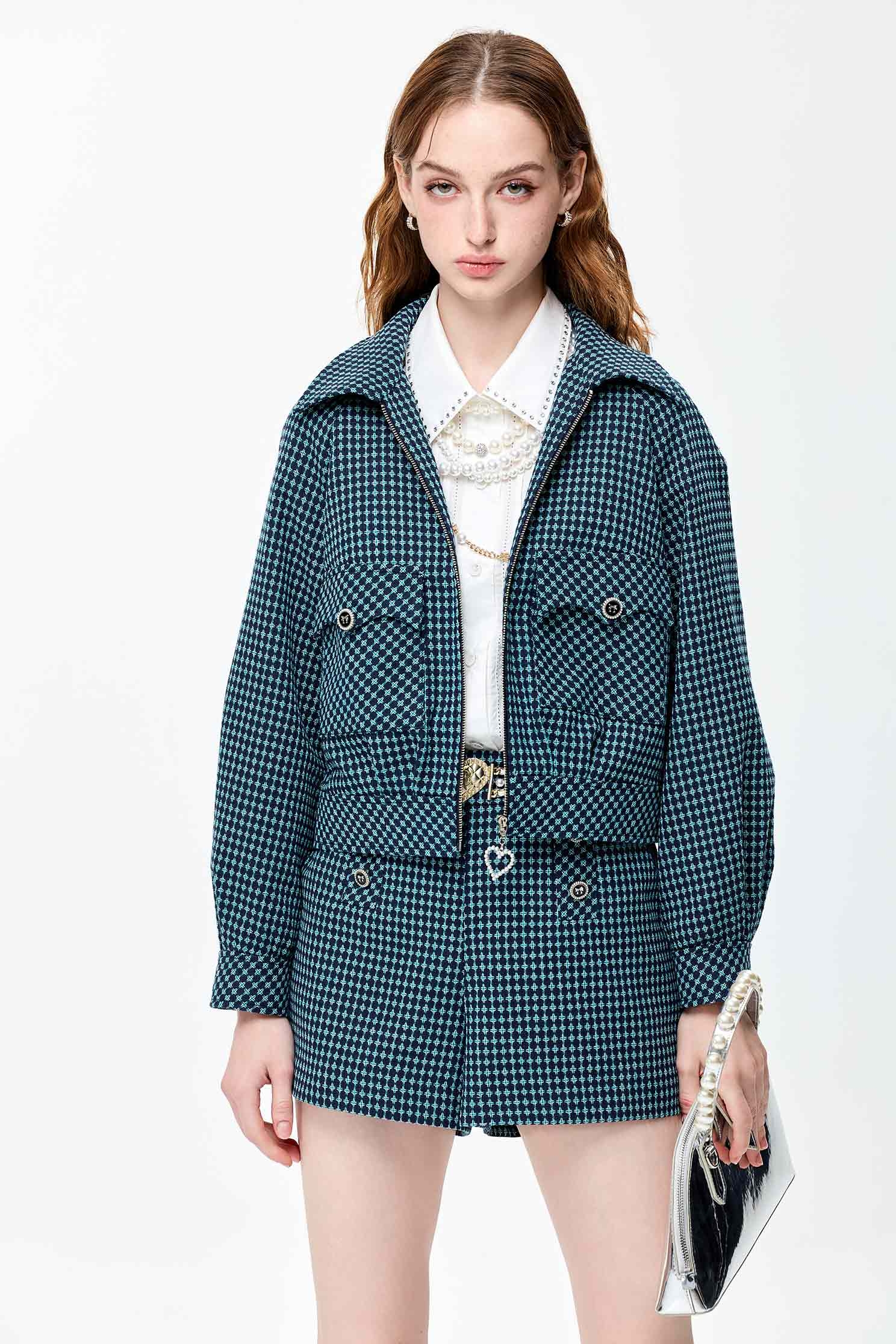 崁冰綠色格紋連帽外套崁冰綠色格紋連帽外套,一般外套,人氣商品,外套,春夏穿搭,時髦成套搭配,格紋