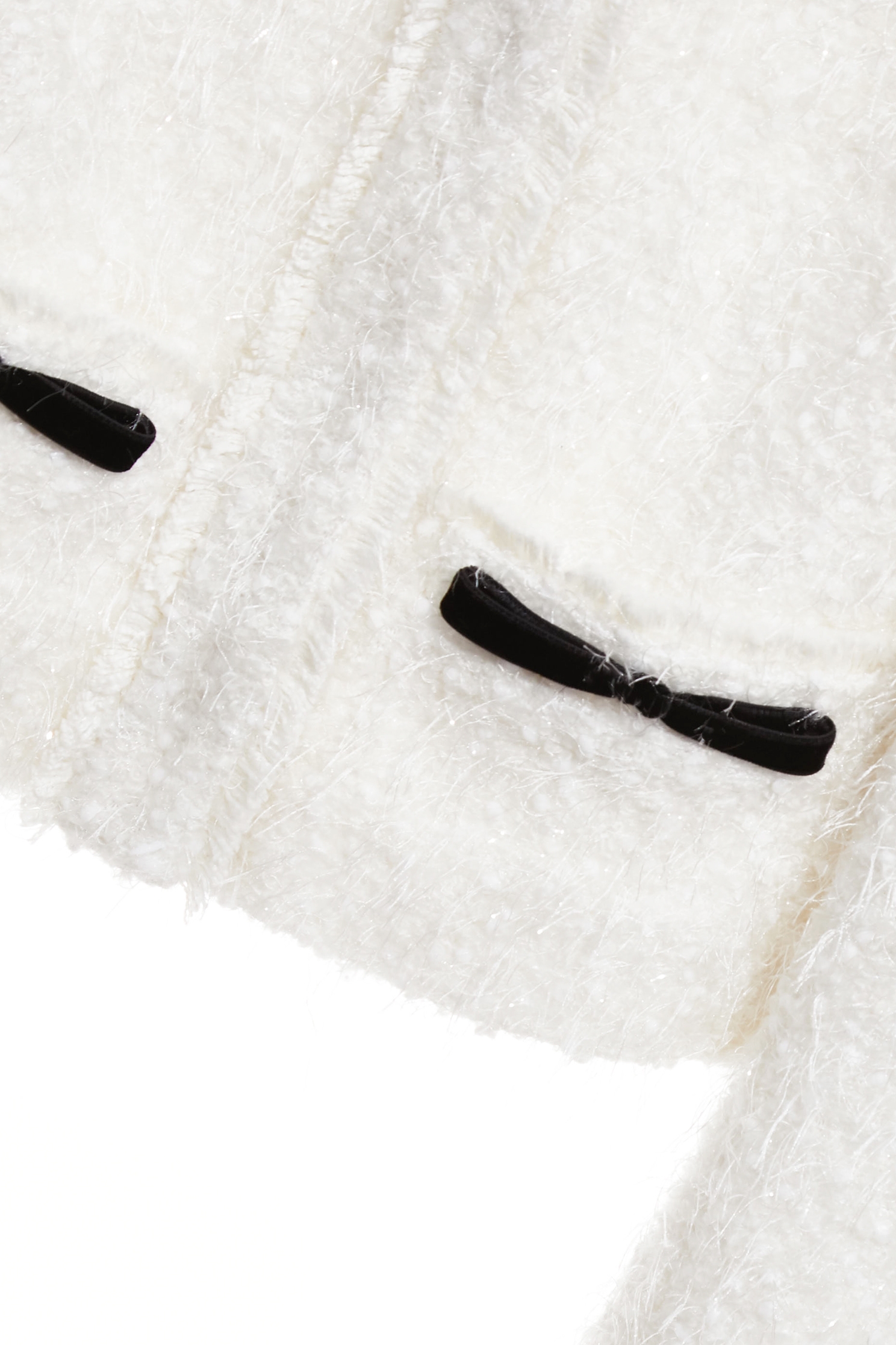 彈性花呢羽毛紗黑蝴蝶結縫飾外套彈性花呢羽毛紗黑蝴蝶結縫飾外套,一般外套,上班OL穿搭,外套,小香風外套,春夏穿搭,時髦成套搭配,蝴蝶結