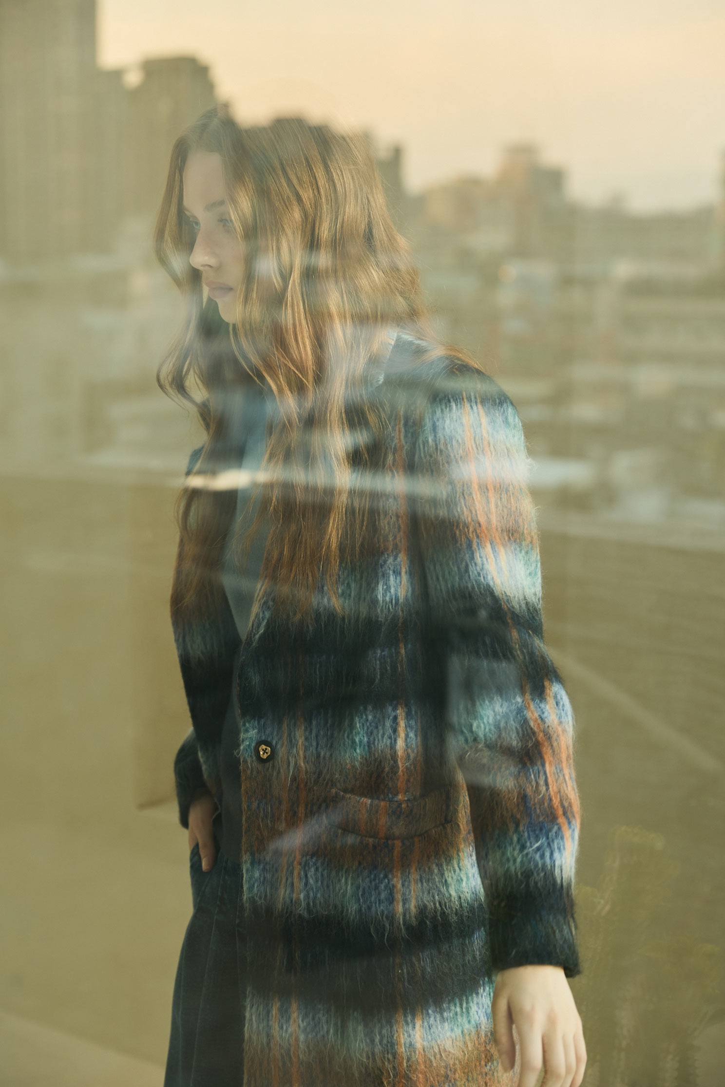 焦糖漸層藍刷毛大衣焦糖漸層藍刷毛大衣,一般外套,春夏穿搭,長大衣