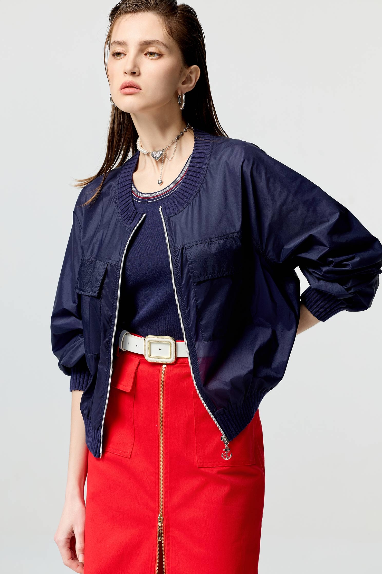 海軍藍圓領機能薄外套海軍藍圓領機能薄外套,一般外套,人氣商品,外套,春夏穿搭,防曬最多選擇