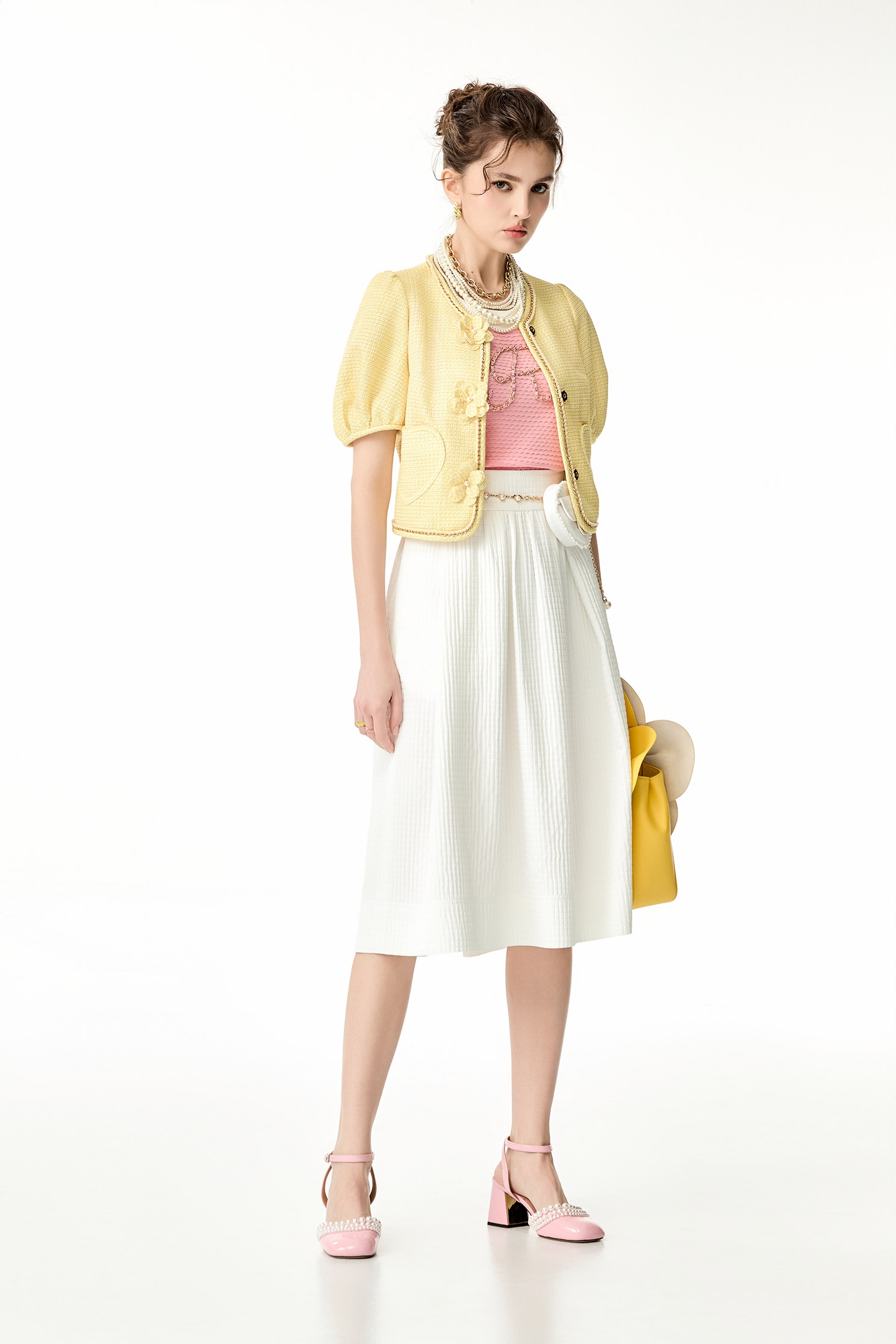 玉米穗金色小香風短外套玉米穗金色小香風短外套,一般外套,外套,小香風,春夏穿搭,時髦成套搭配,毛呢花呢,花花世界