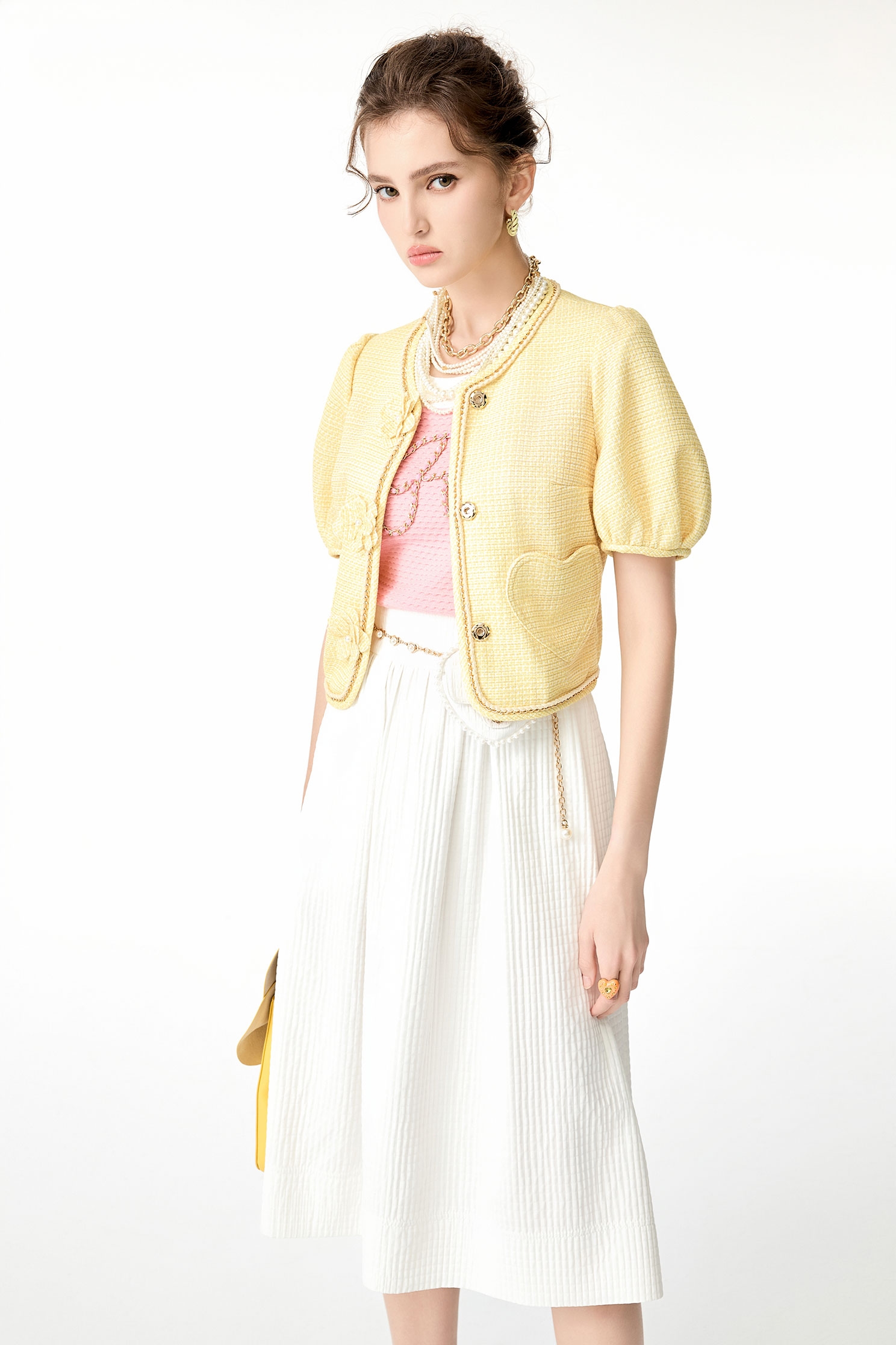 玉米穗金色小香風短外套玉米穗金色小香風短外套,一般外套,外套,小香風,春夏穿搭,時髦成套搭配,毛呢花呢,花花世界