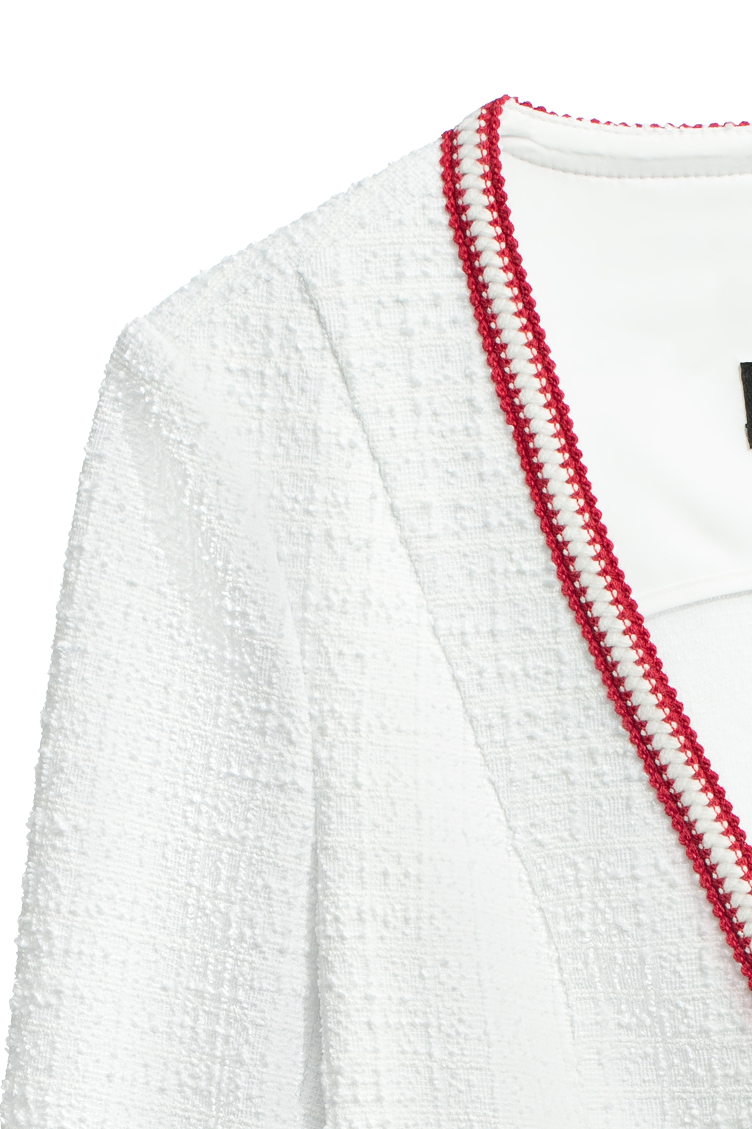 高端紅白飾帶v領外套高端紅白飾帶v領外套,一般外套,上班OL穿搭,人氣商品,外套,春夏穿搭,珍珠,白色外套