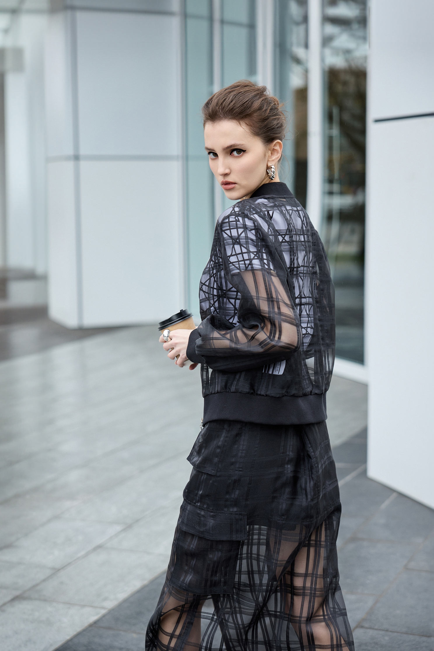 透膚格紋棒球外套透膚格紋棒球外套,一般外套,人氣商品,外套,春夏穿搭,格紋,輕奢度假,輕奢渡假