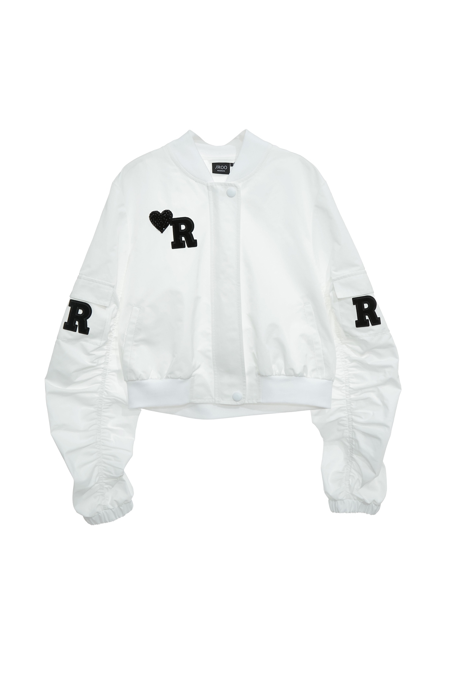 Ｒ字貼標飛行夾克Ｒ字貼標飛行夾克,一般外套,春夏穿搭,白色外套