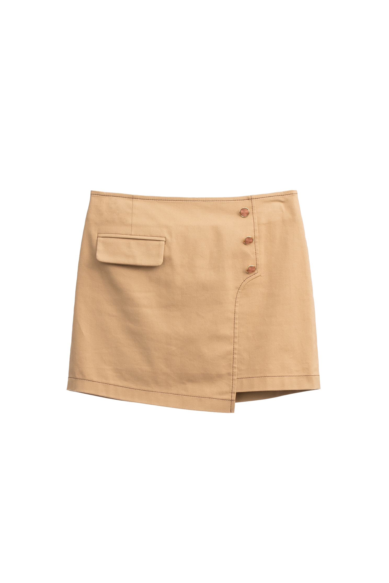 焦糖色壓線縫釦裝飾短裙焦糖色壓線縫釦裝飾短裙,人氣商品,春夏穿搭,短裙