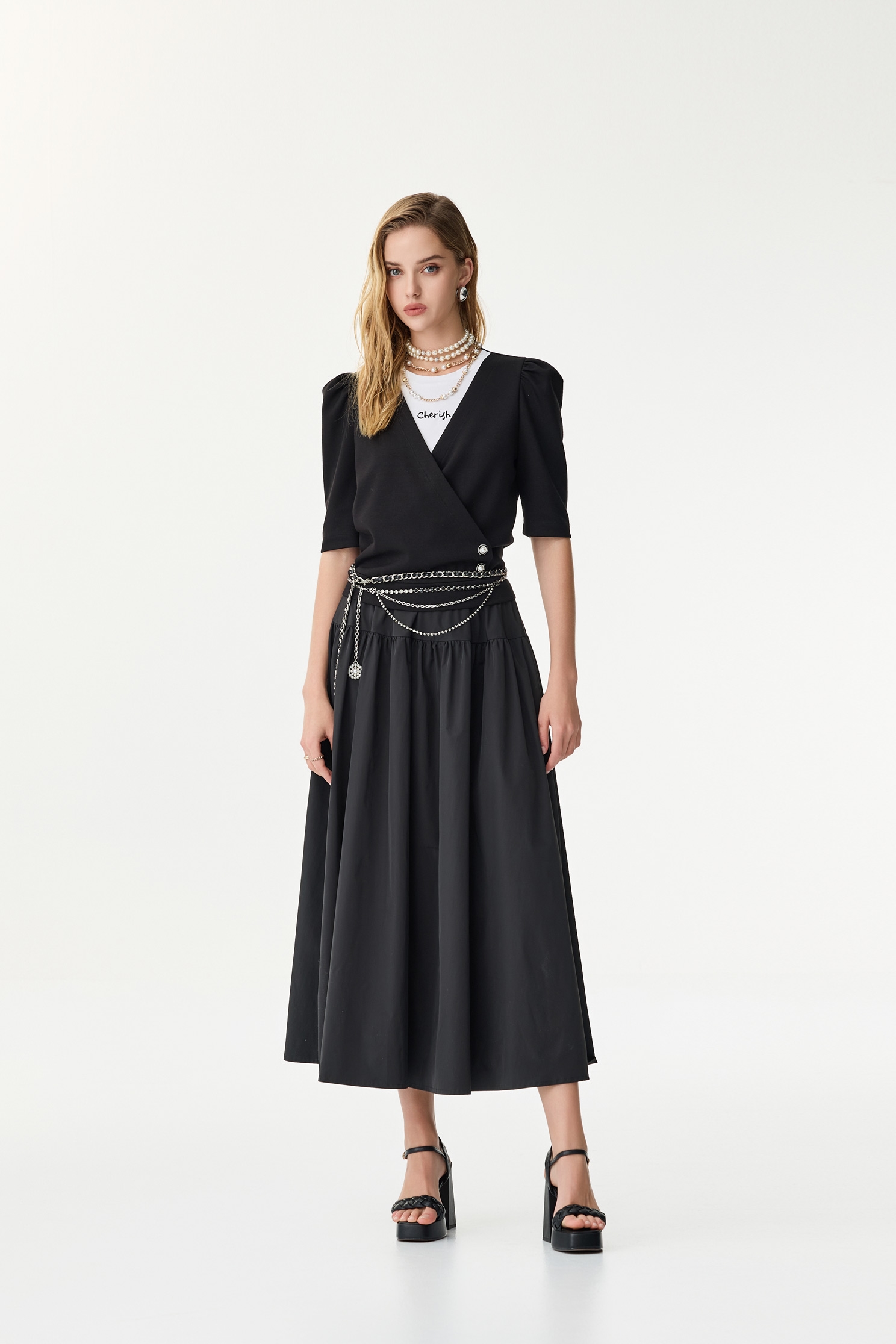 份量感魚骨大澎裙份量感魚骨大澎裙,春夏穿搭,長裙,黑色裙子