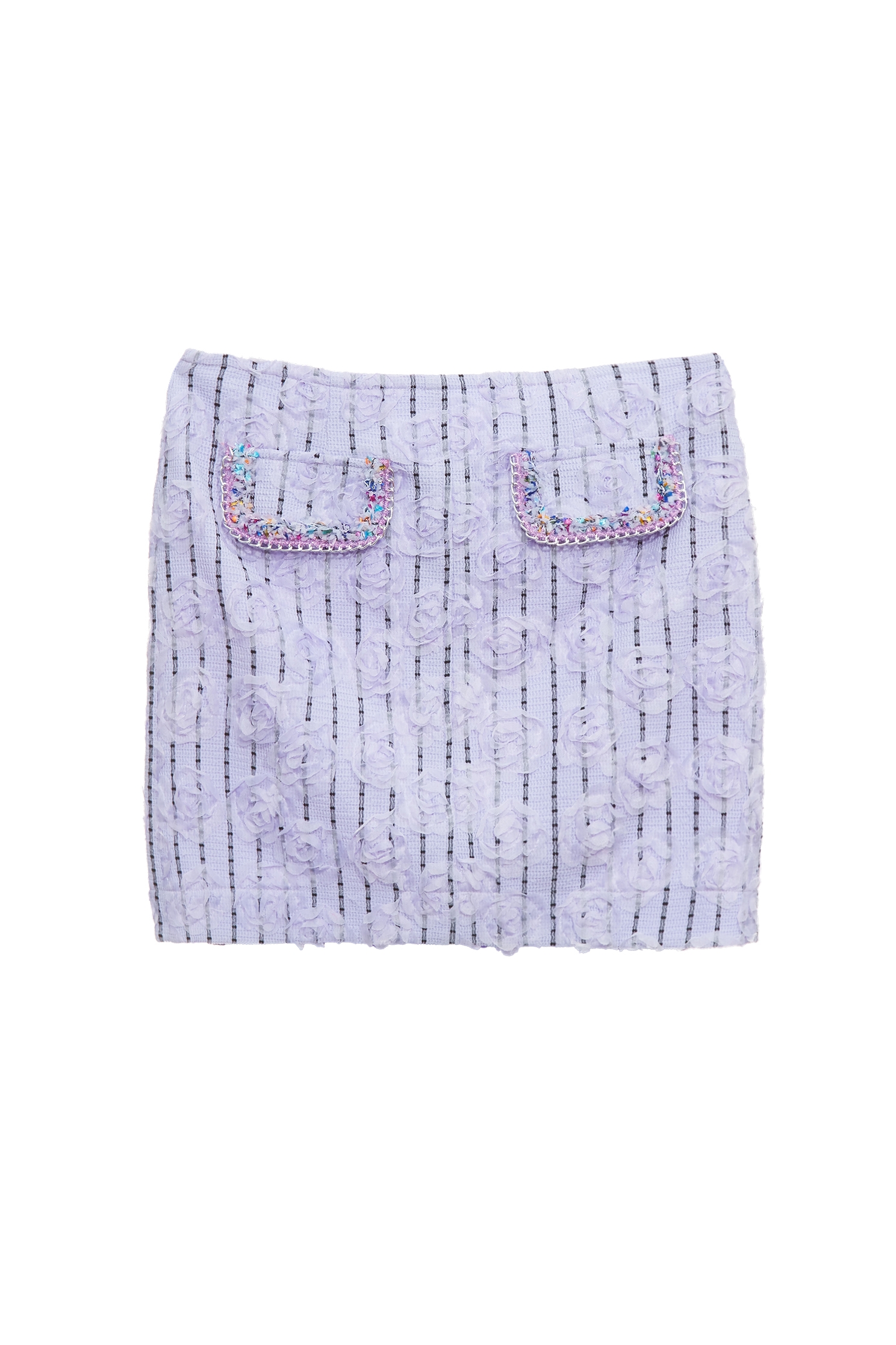 紫花西番蓮玫瑰造型短裙紫花西番蓮玫瑰造型短裙,小香風,春夏穿搭,時髦成套搭配,條紋,短裙,花花世界