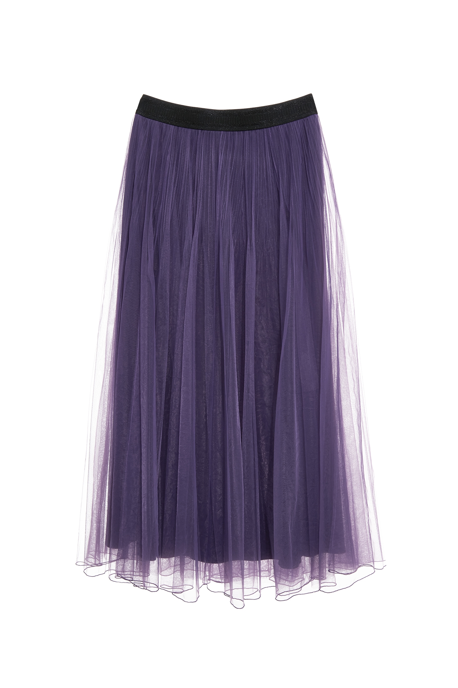 葡萄酒紫壓褶網紗裙葡萄酒紫壓褶網紗裙,春夏穿搭,網紗,長裙