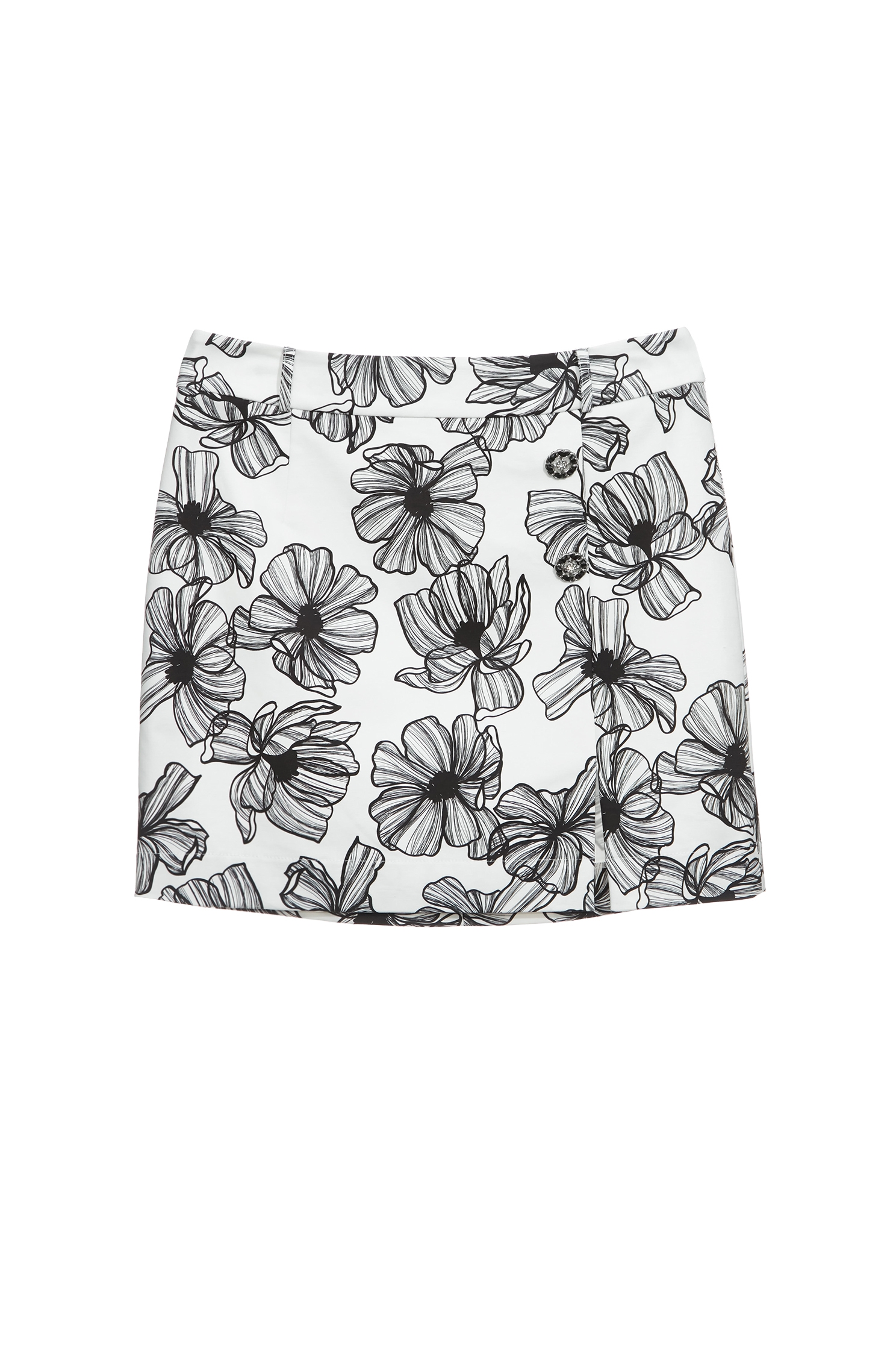 手繪線條花印花短裙手繪線條花印花短裙,上班OL穿搭,春夏穿搭,時髦成套搭配,短裙,花花世界