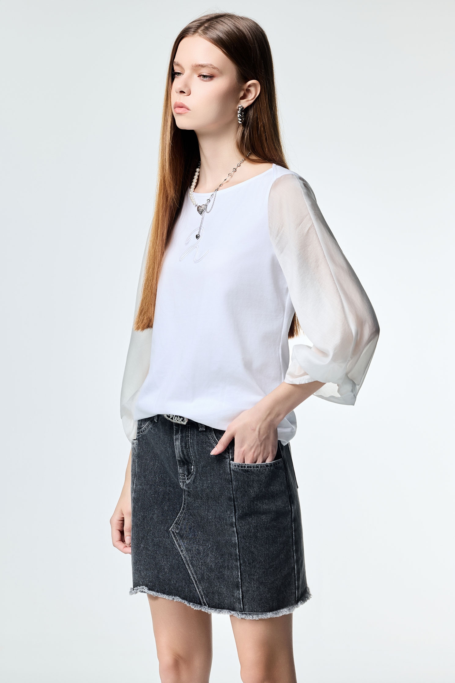 露裙檔造型牛仔短褲露裙檔造型牛仔短褲,春夏穿搭,牛仔,牛仔裙