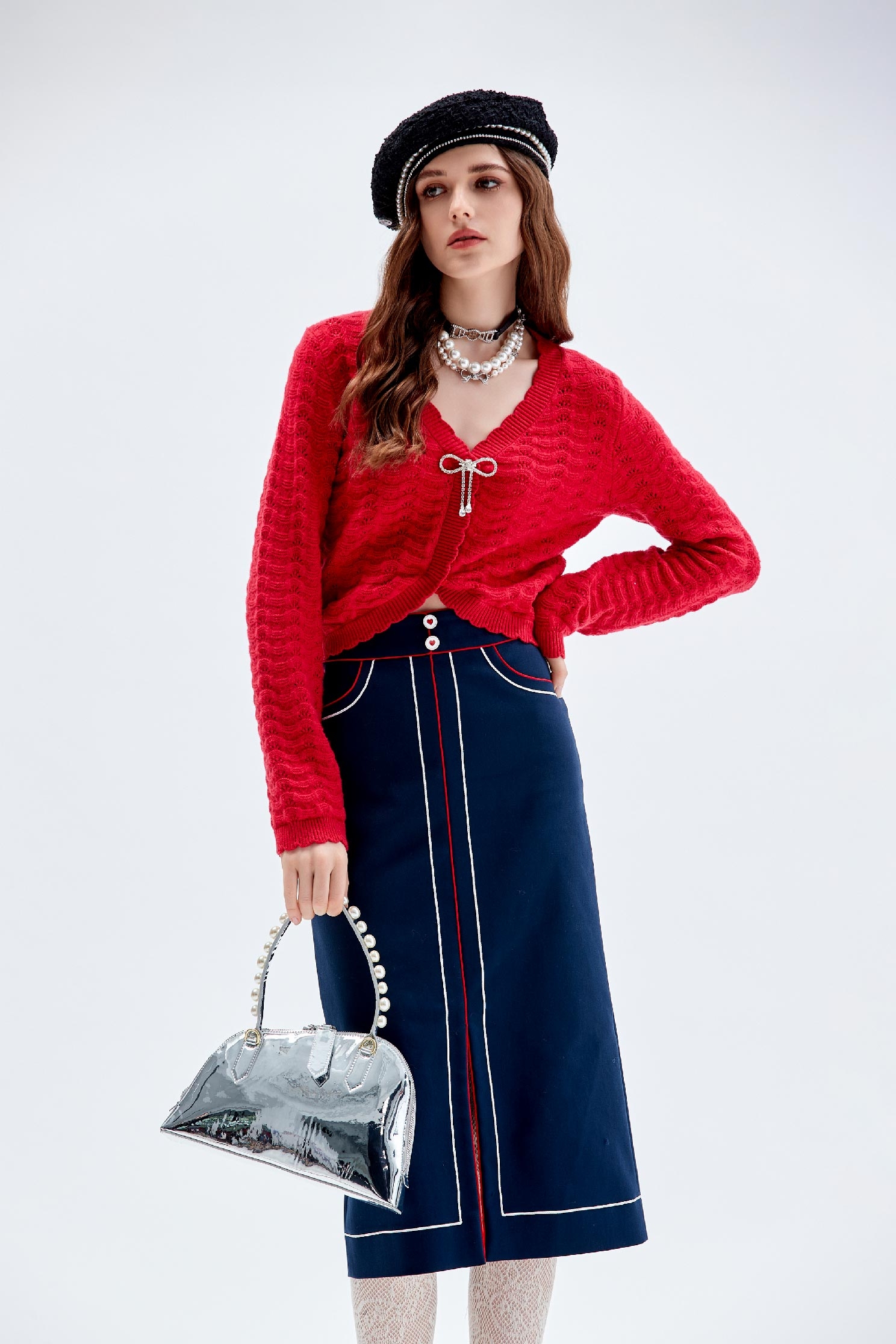 日蝕色鑲色邊中長裙日蝕色鑲色邊中長裙,人氣商品,秋冬穿搭,窄裙