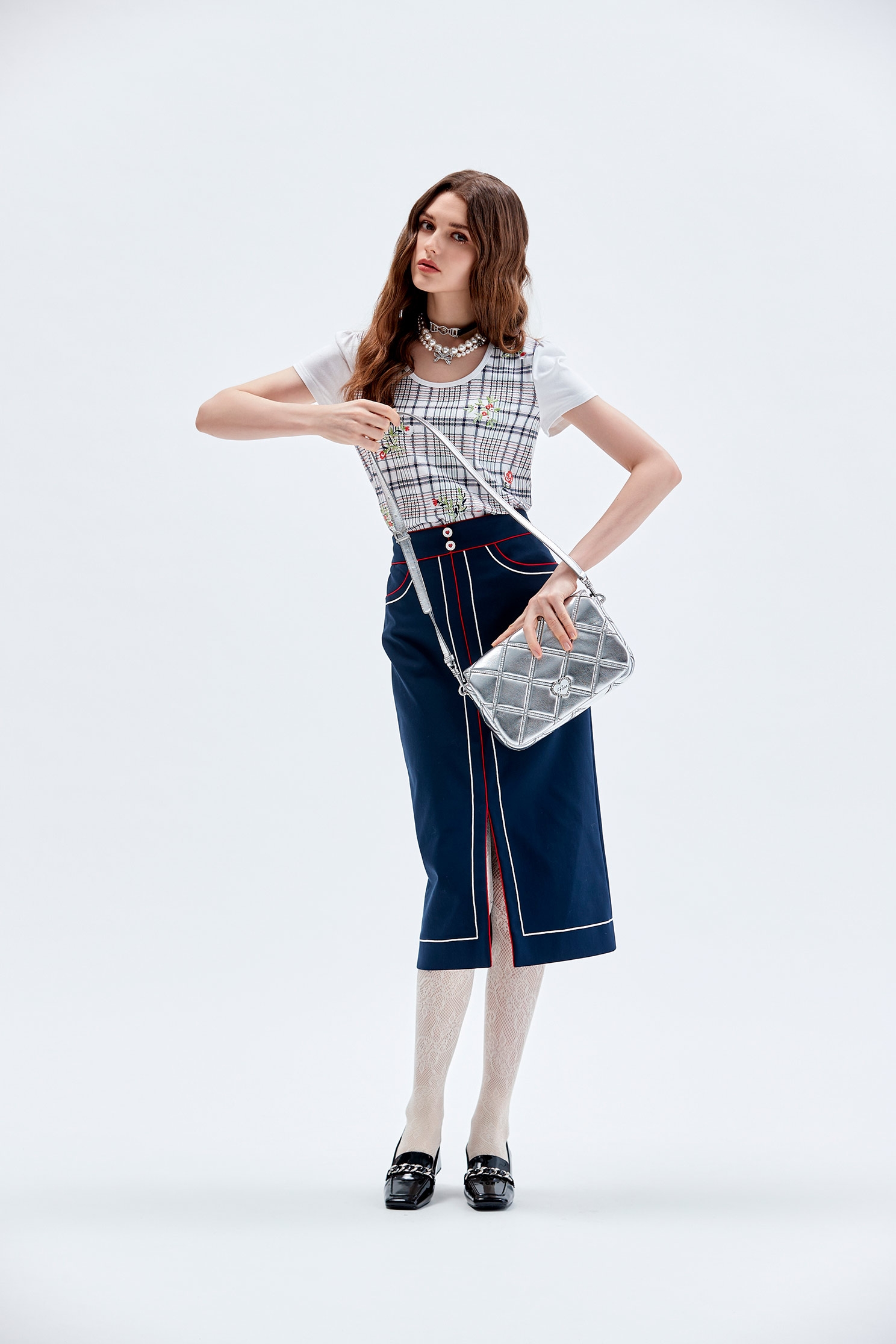 日蝕色鑲色邊中長裙日蝕色鑲色邊中長裙,人氣商品,秋冬穿搭,窄裙