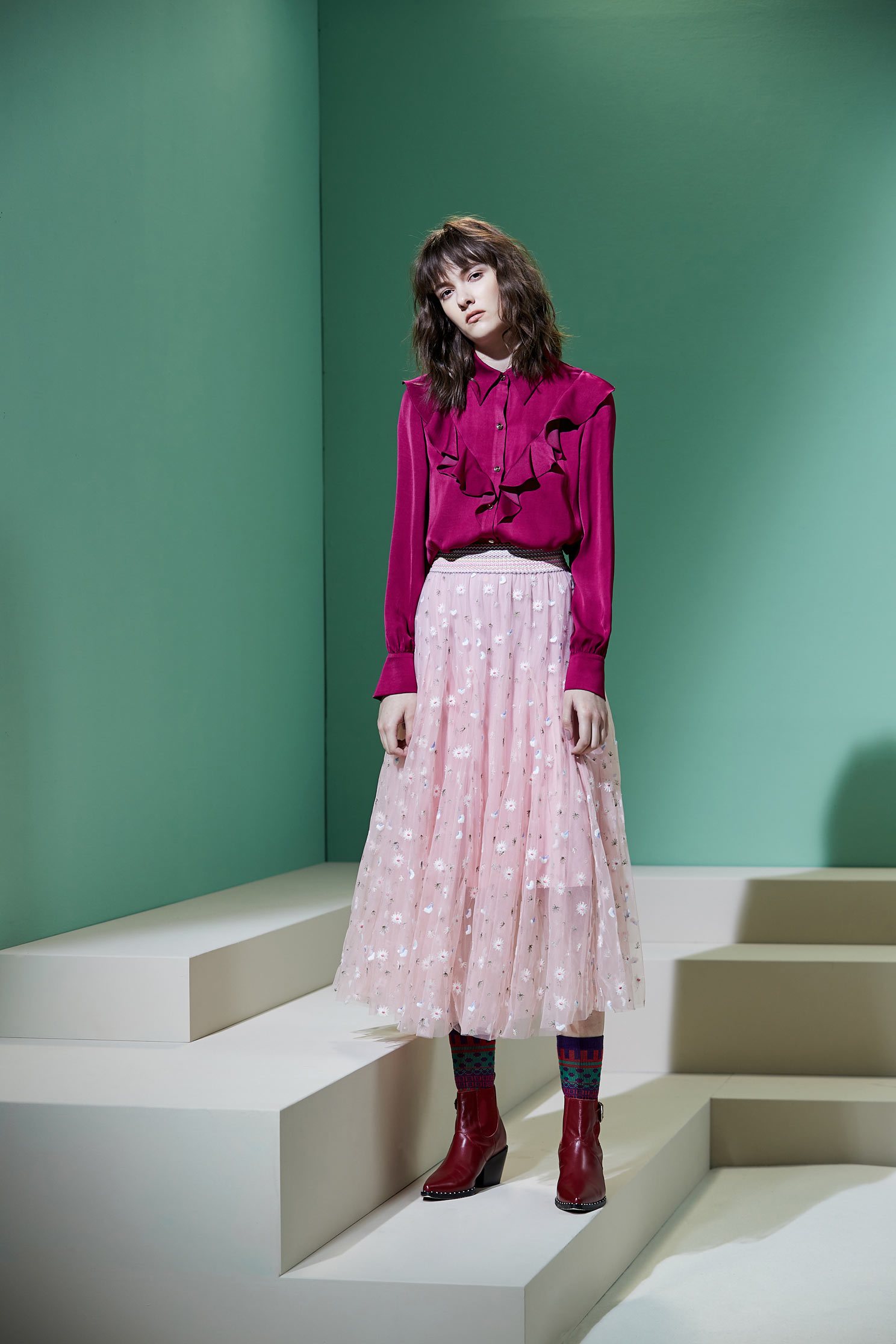 Embroidered breathable gauze long skirt,embroidery,tulleskirt,mesh,tulleskirt,i-select,embroidered,longskirt