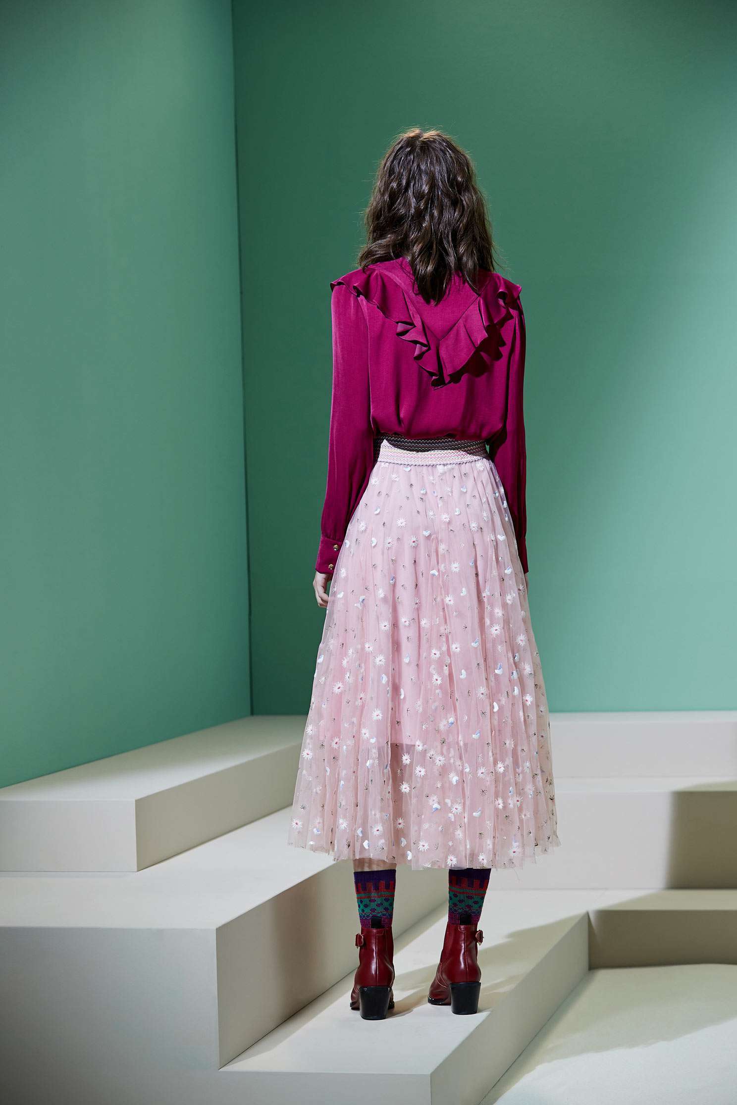 Embroidered breathable gauze long skirt,embroidery,tulleskirt,mesh,tulleskirt,i-select,embroidered,longskirt