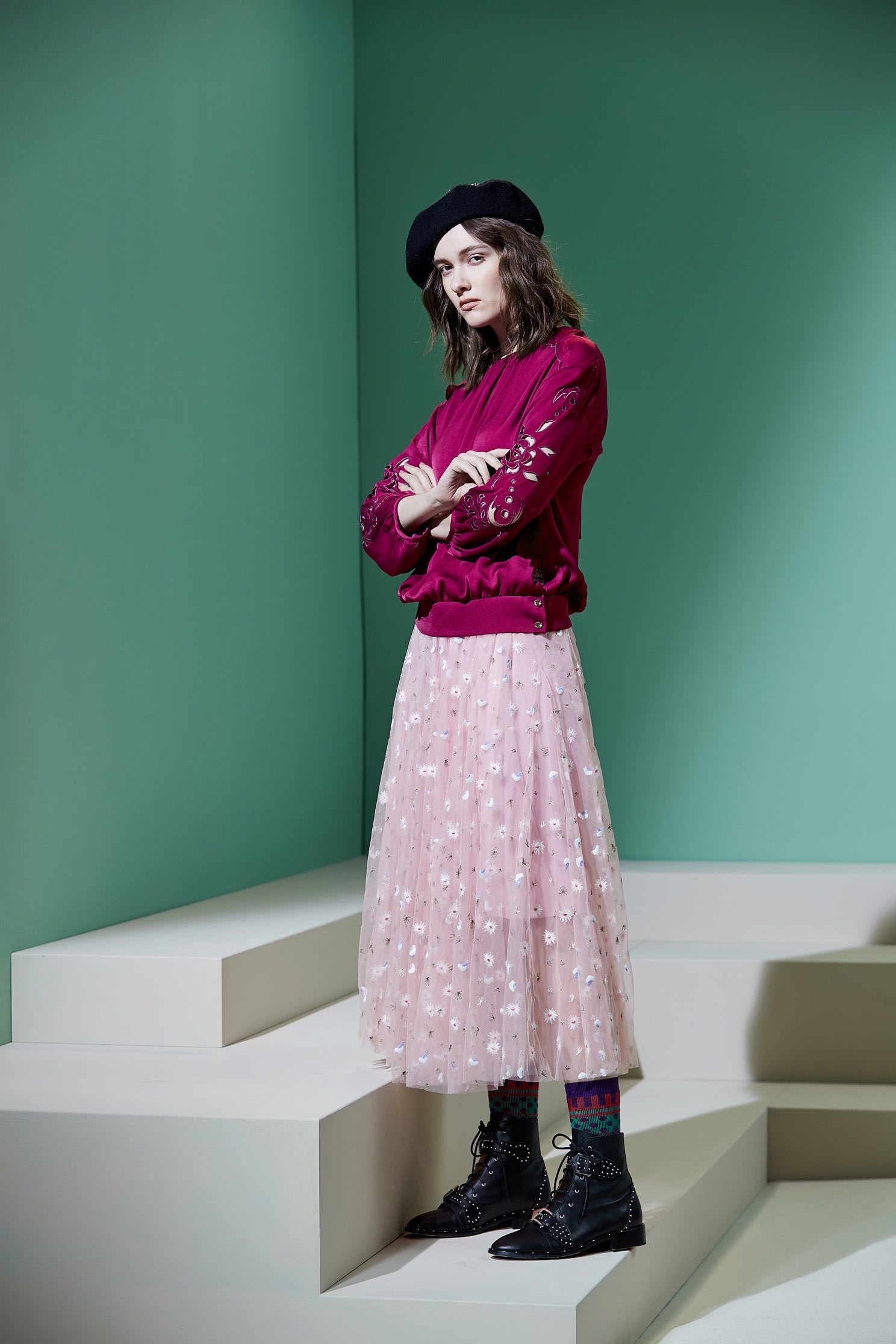 Embroidered breathable gauze long skirt,embroidery,tulleskirt,mesh,tulleskirt,i-select,embroidered,longskirt