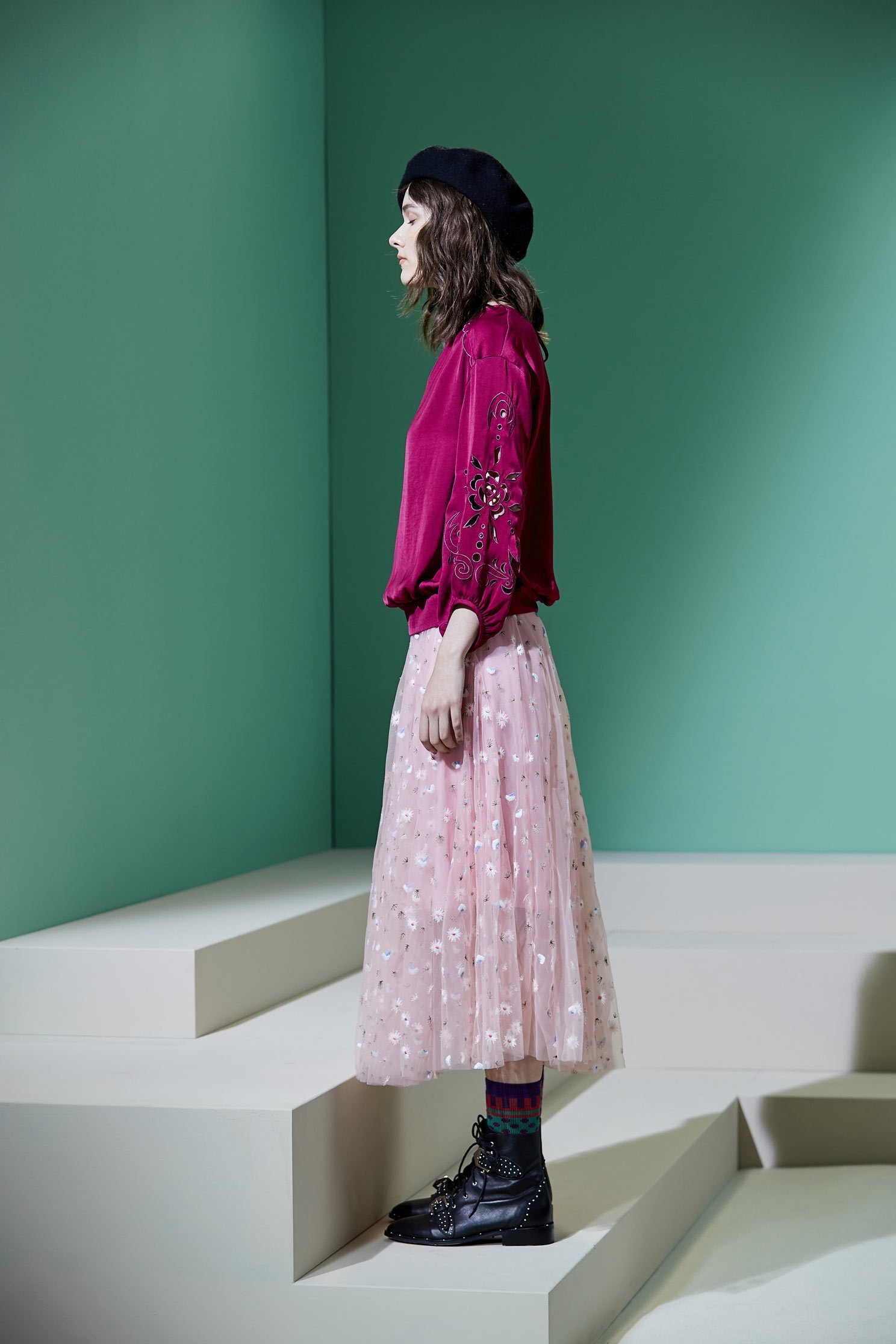 Embroidered breathable gauze long skirt,embroidery,tulleskirt,mesh,tulleskirt,i-select,embroidered,longskirt