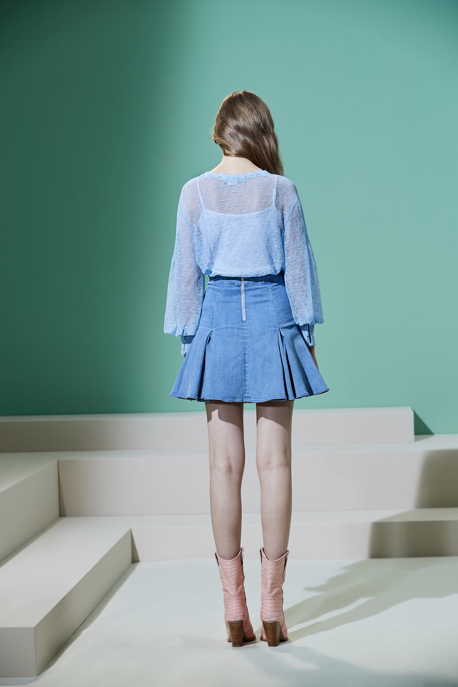 Mixed denim skirt,pantoneblue,tanning,cowboy,shortdenimskirt,denimskirt,miniskirt,cotton