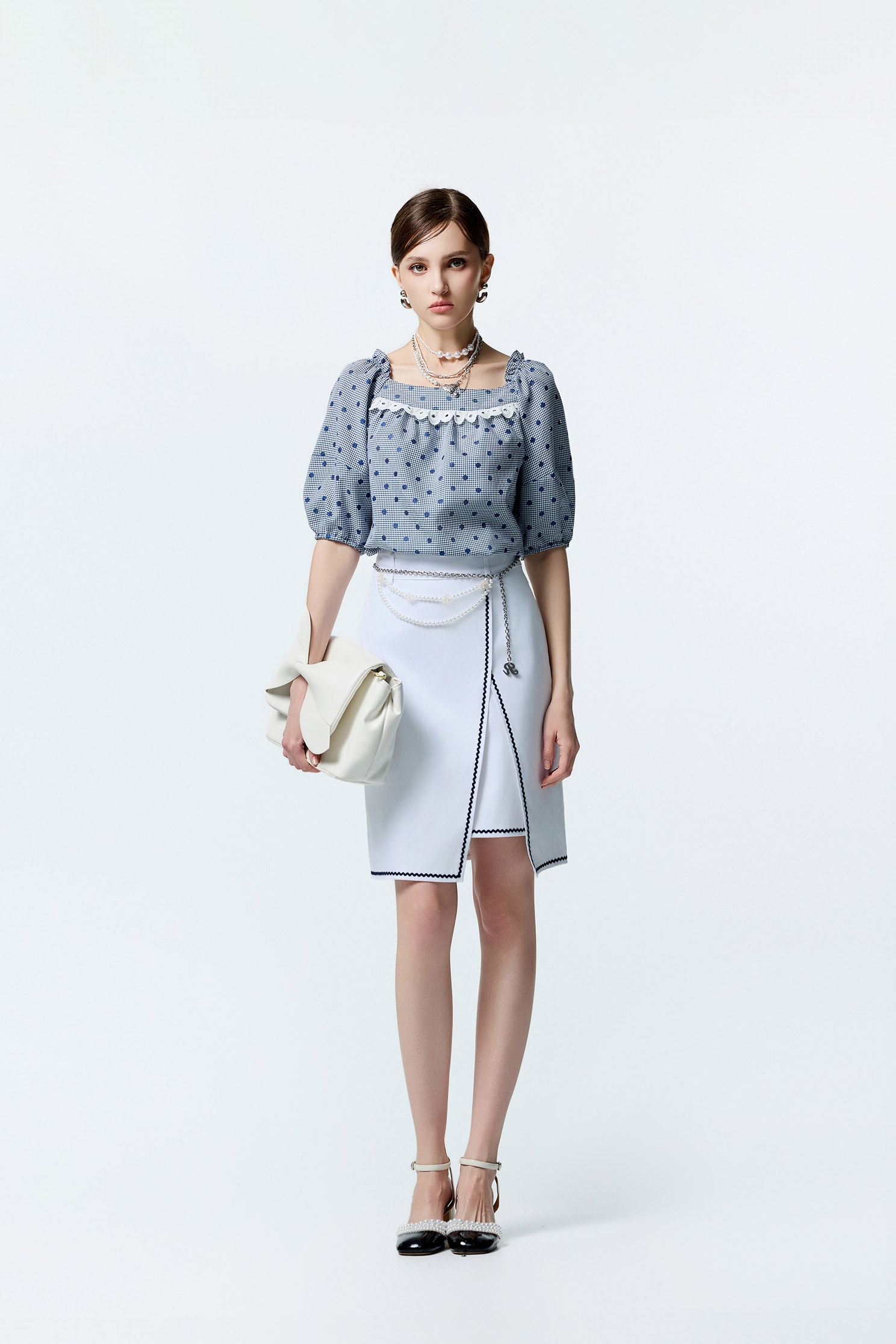 綴跳色波紋織帶窄裙綴跳色波紋織帶窄裙,A字裙,上班OL穿搭,秋冬穿搭,窄裙,約會特輯,長裙