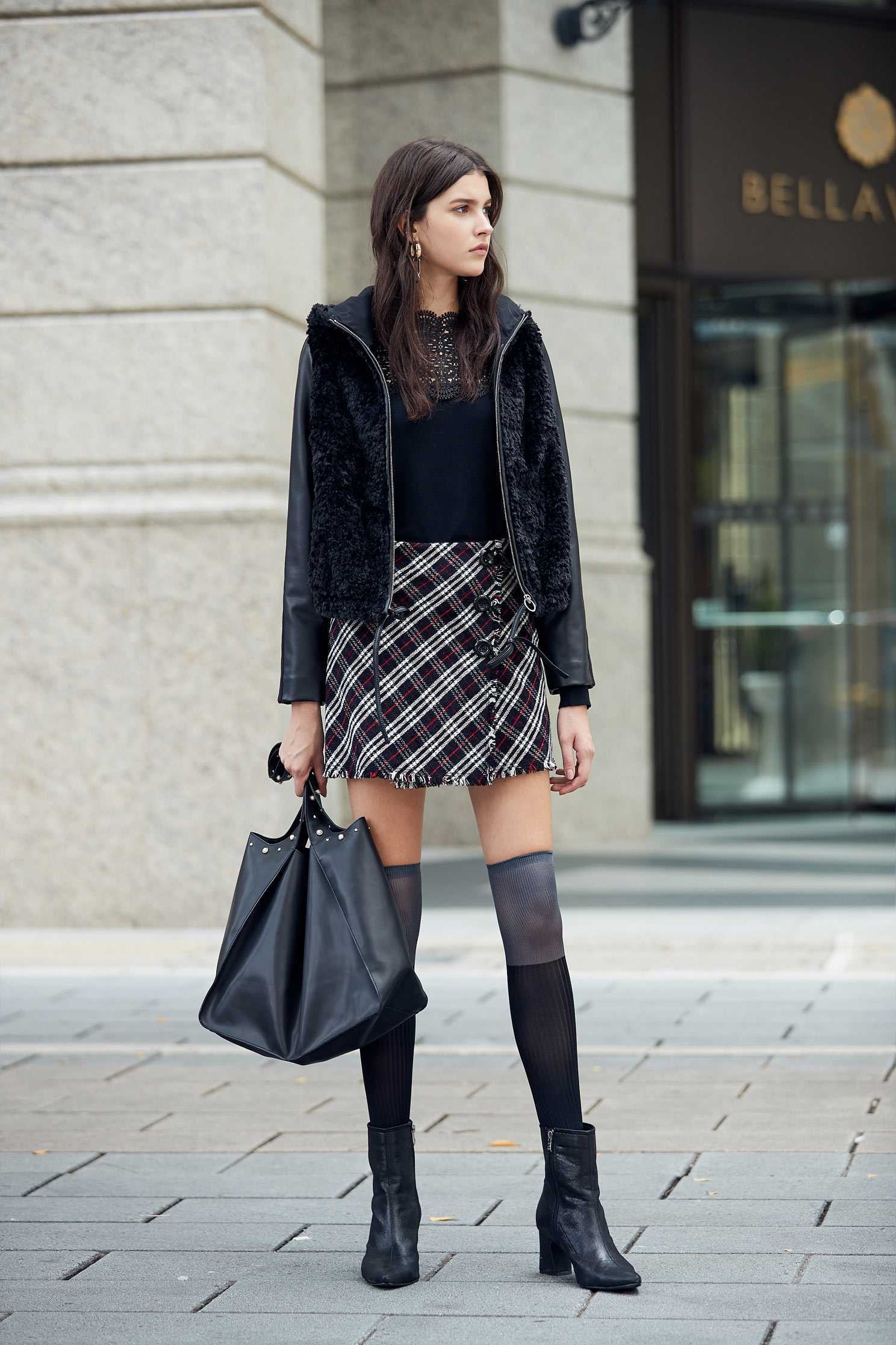 Vintage plaid classic design shorts,Mini Skirt