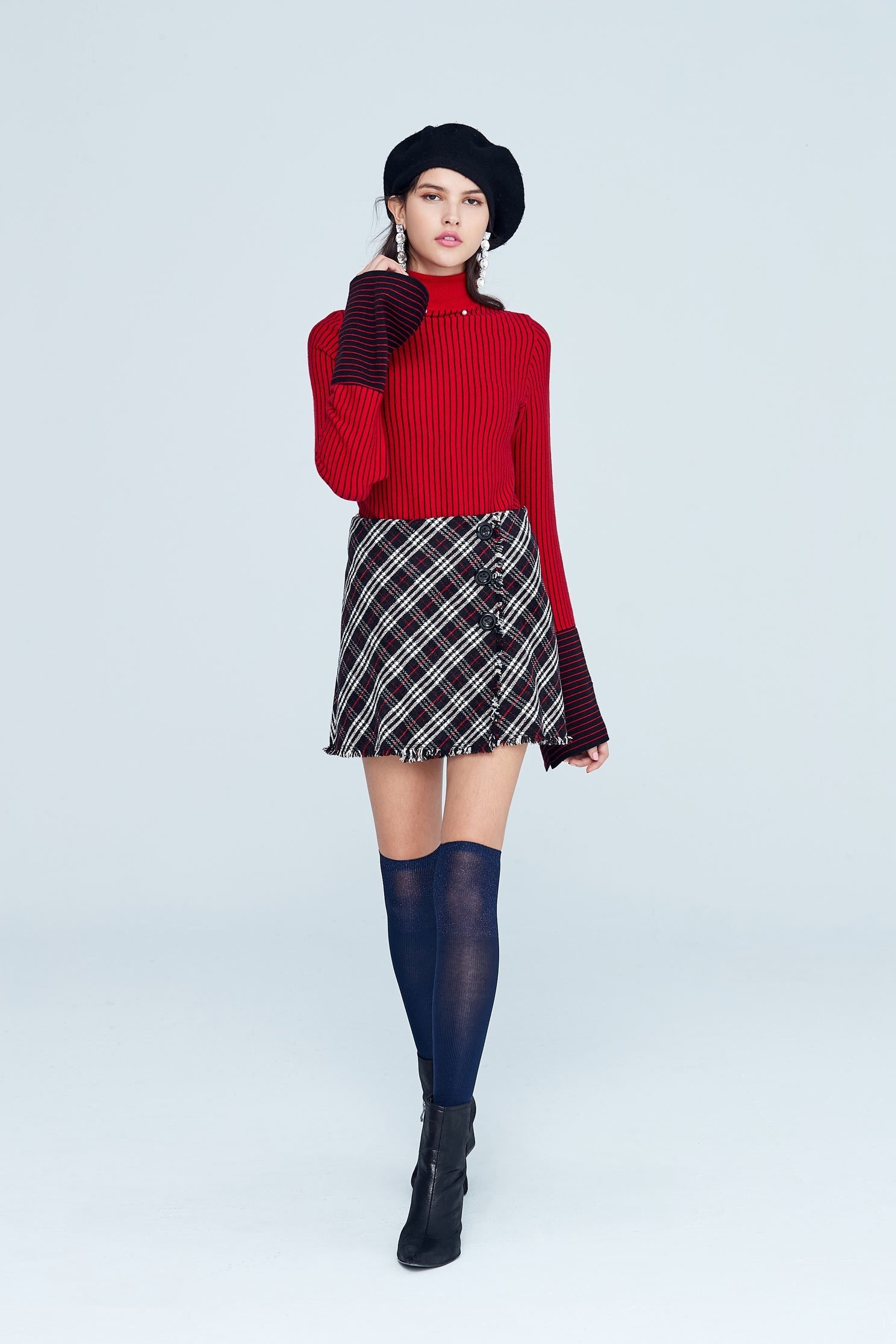Vintage plaid classic design shorts,Mini Skirt