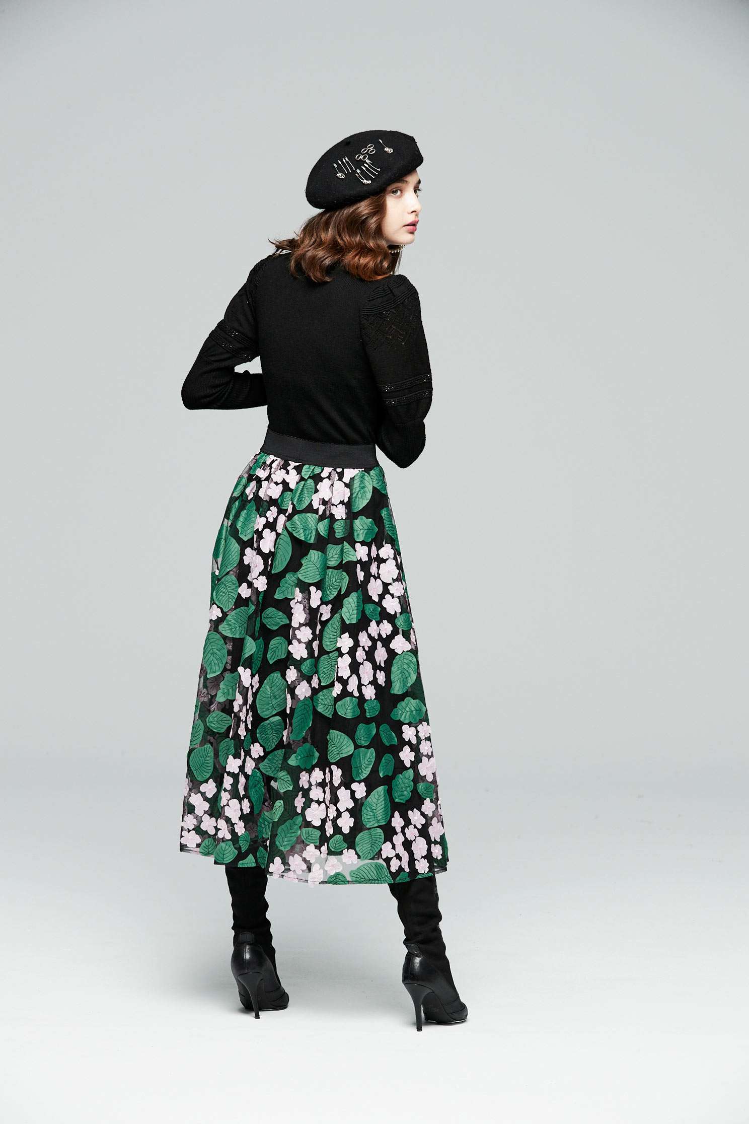 Multi-layer textured chiffon long skirt,a-lineskirt,tulleskirt,longskirt