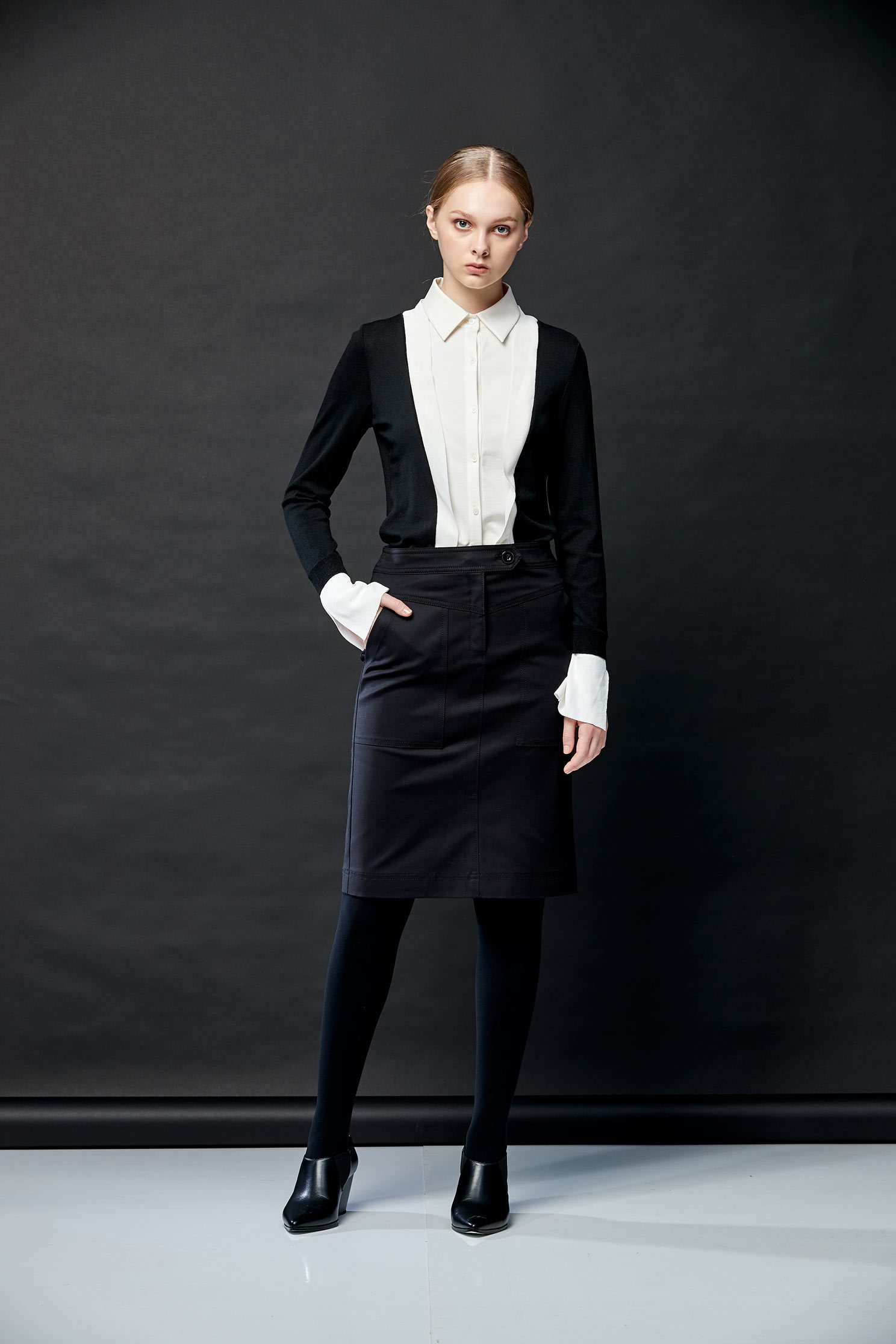 Neat skinny skirt,Pencil Skirt,Long Skirt,黑色裙子