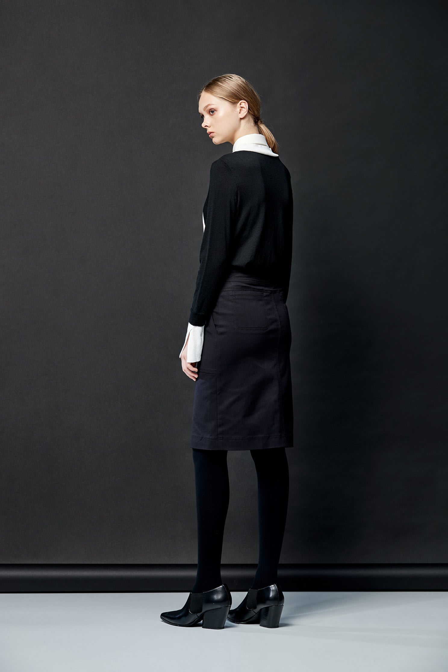 Neat skinny skirt,Pencil Skirt,Long Skirt,黑色裙子