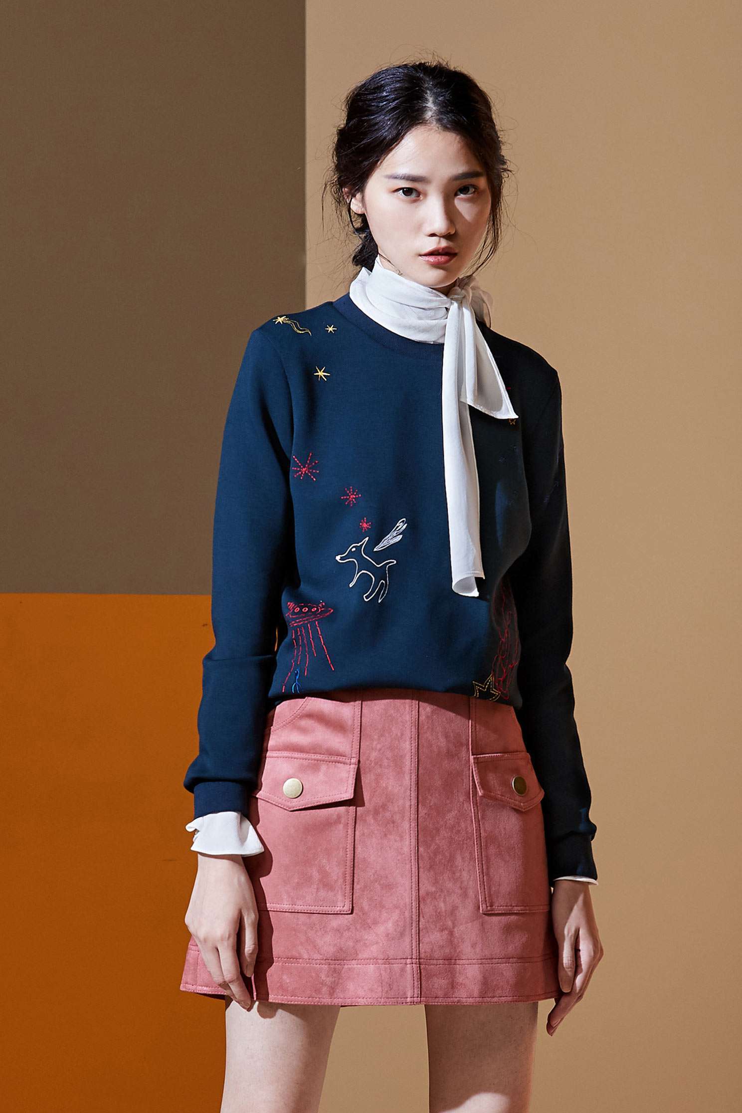 Smoky pink suede A-line skirt,A-line skirt,Mini Skirt
