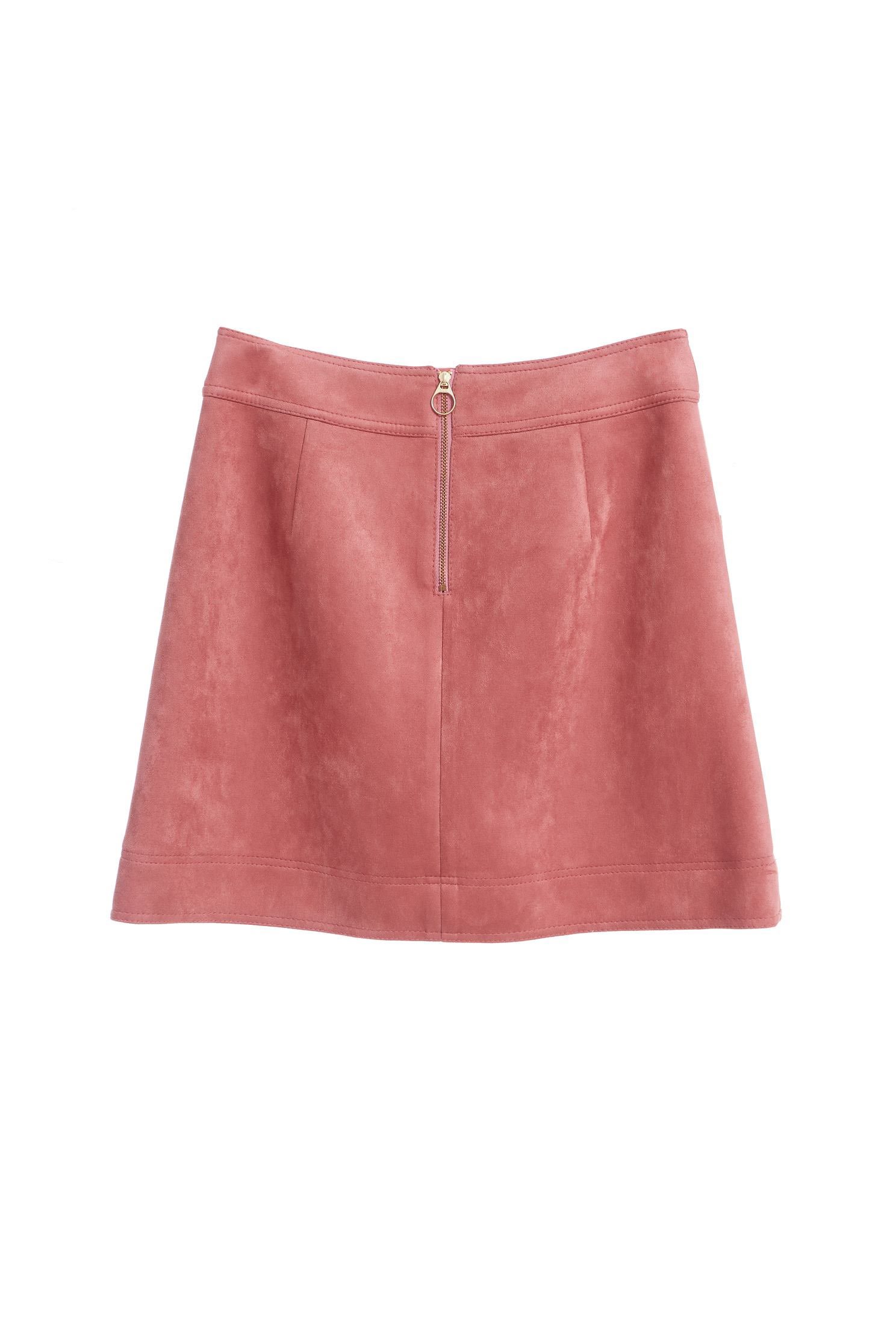 Smoky pink suede A-line skirt,A-line skirt,Mini Skirt