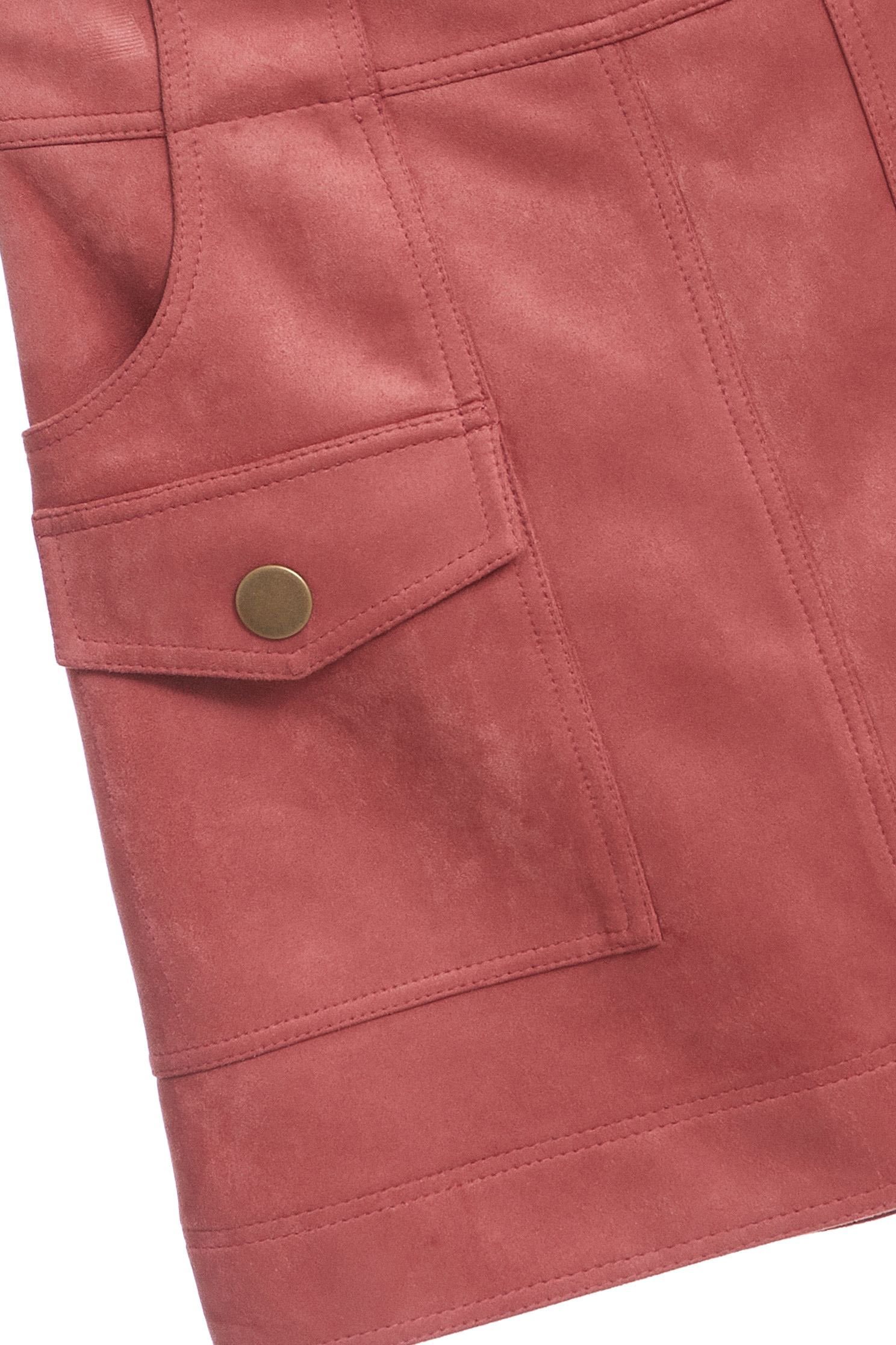 Smoky pink suede A-line skirt,A-line skirt,Mini Skirt