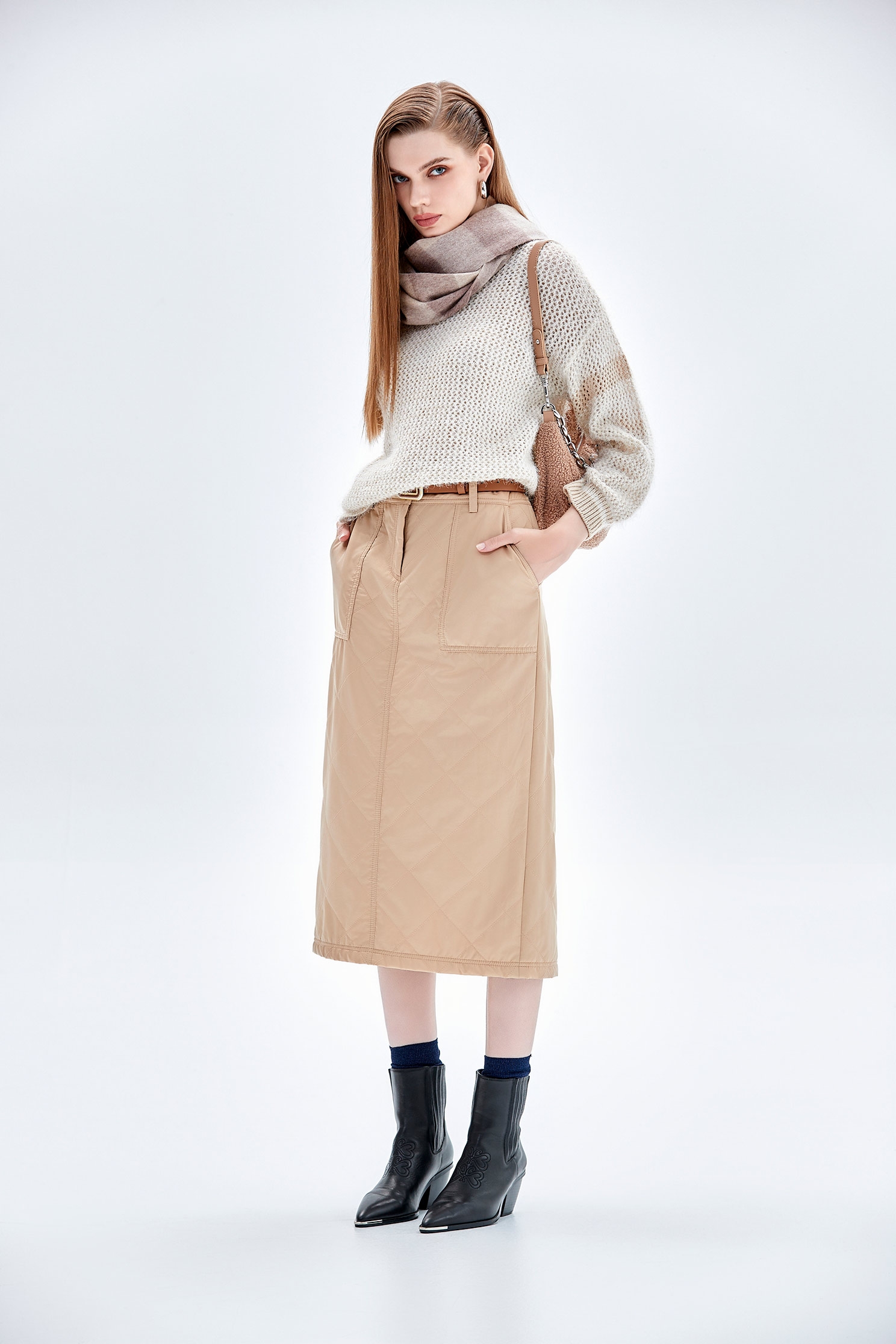 太妃糖色絎縫長裙太妃糖色絎縫長裙,人氣商品,秋冬穿搭,長裙