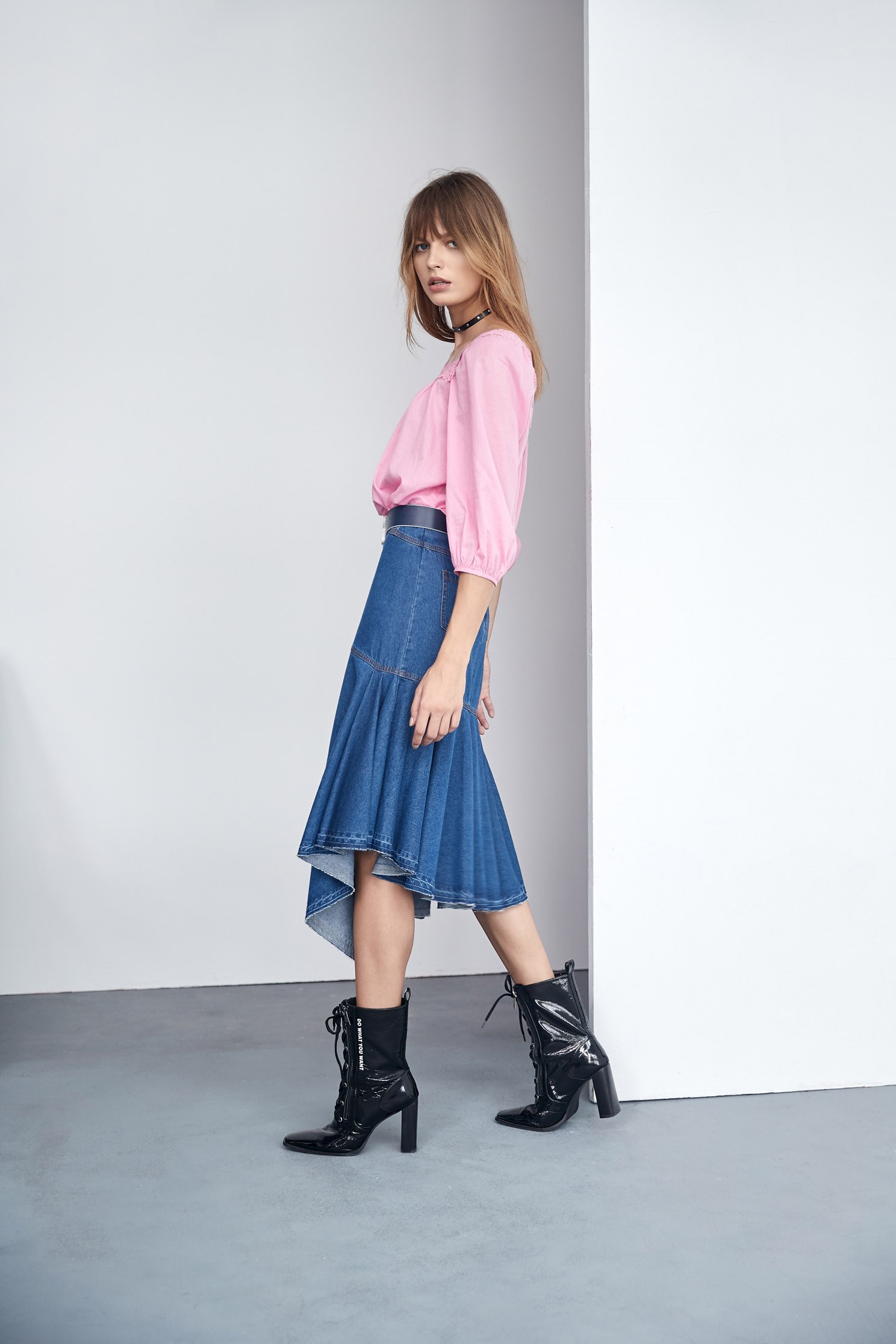Irregular denim skirt,tanning,firesigns,cowboy,denimskirt,cotton,longskirt