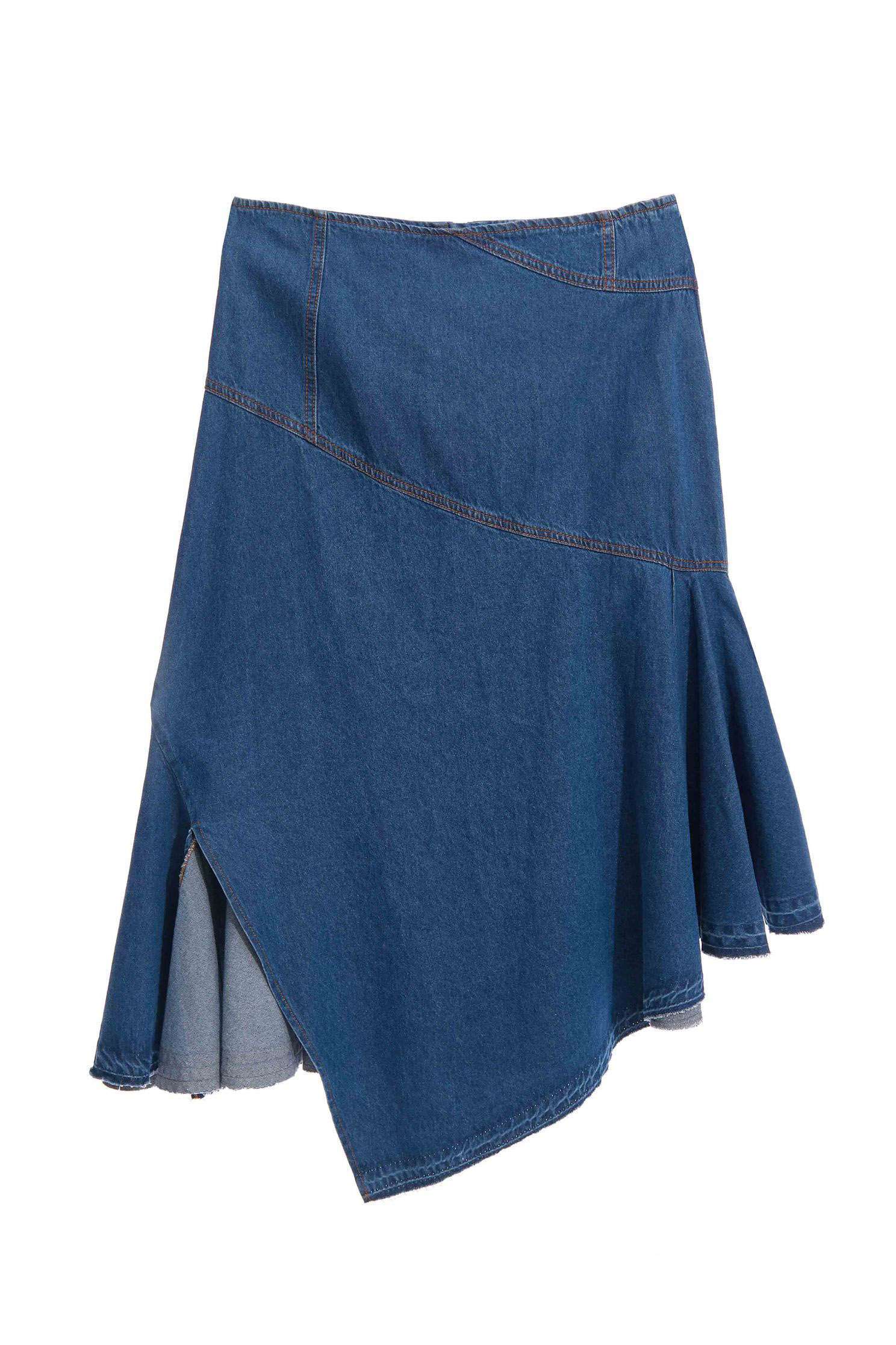 Irregular denim skirt,tanning,firesigns,cowboy,denimskirt,cotton,longskirt