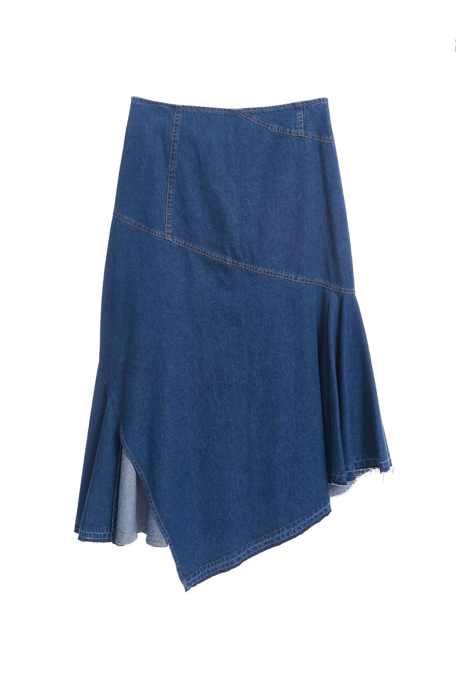 Irregular denim skirt,tanning,firesigns,cowboy,denimskirt,cotton,longskirt
