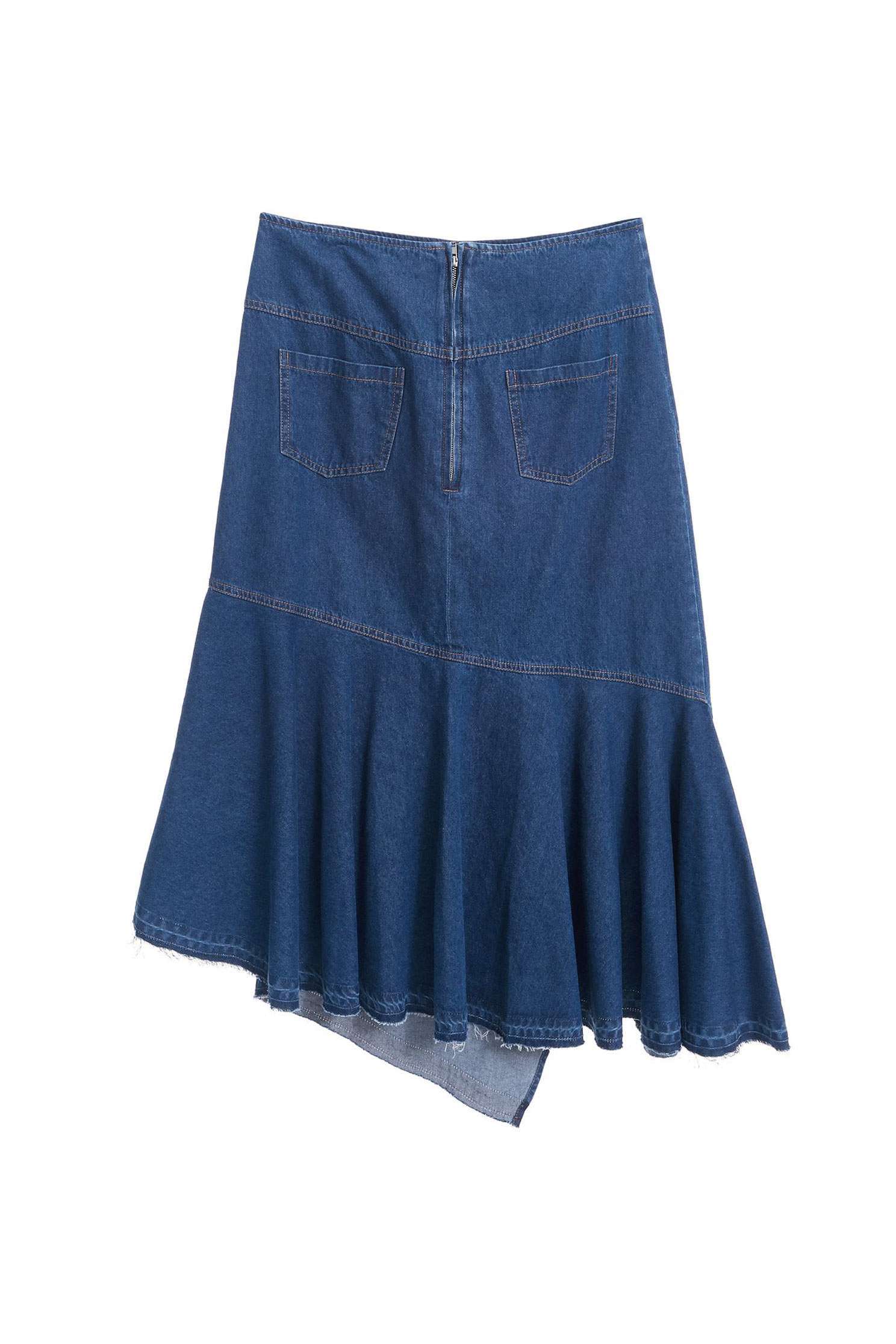 Irregular denim skirt,tanning,firesigns,cowboy,denimskirt,cotton,longskirt