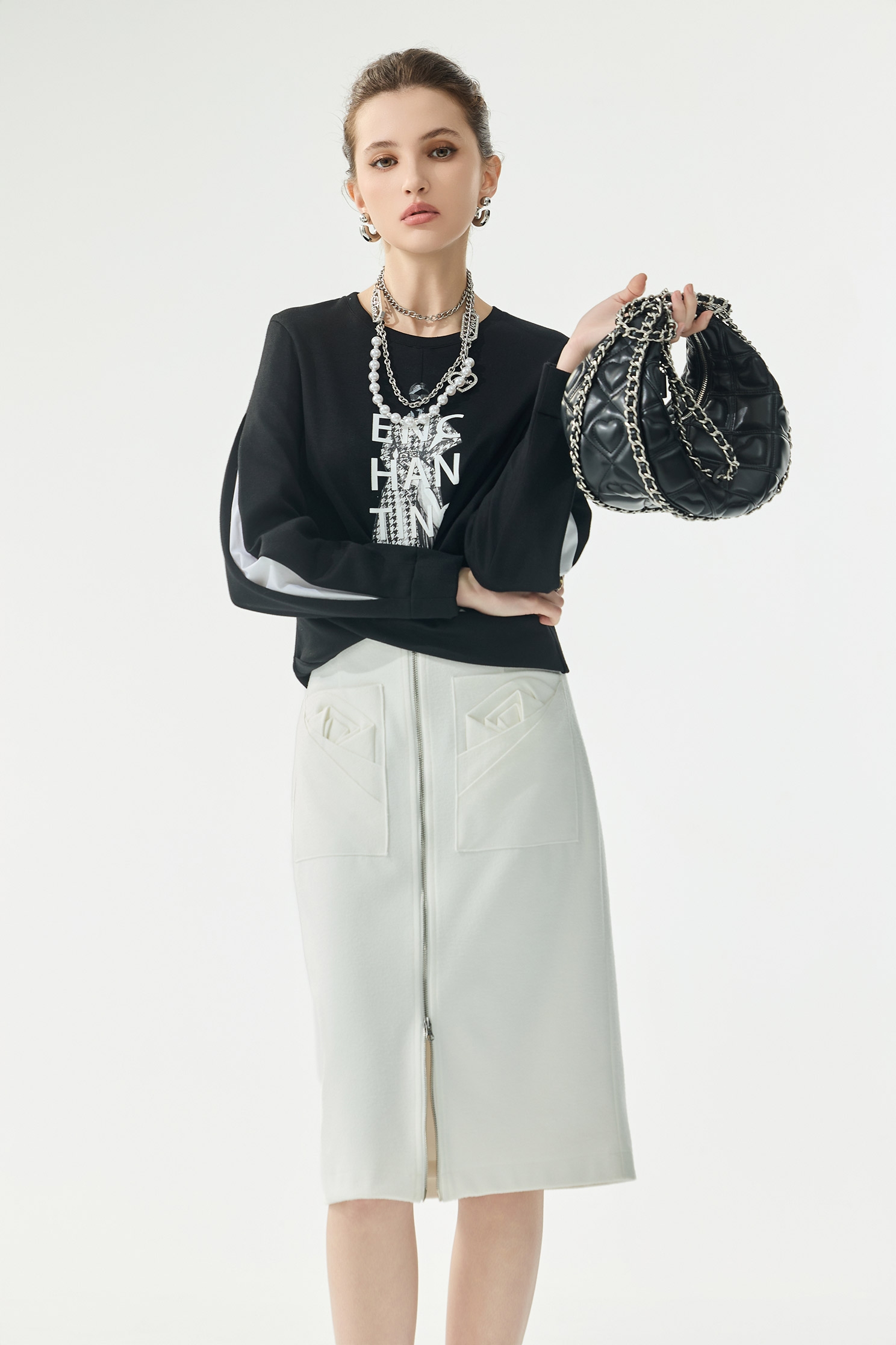 玫瑰花口袋窄裙玫瑰花口袋窄裙,上班OL穿搭,白色裙子,秋冬穿搭,窄裙