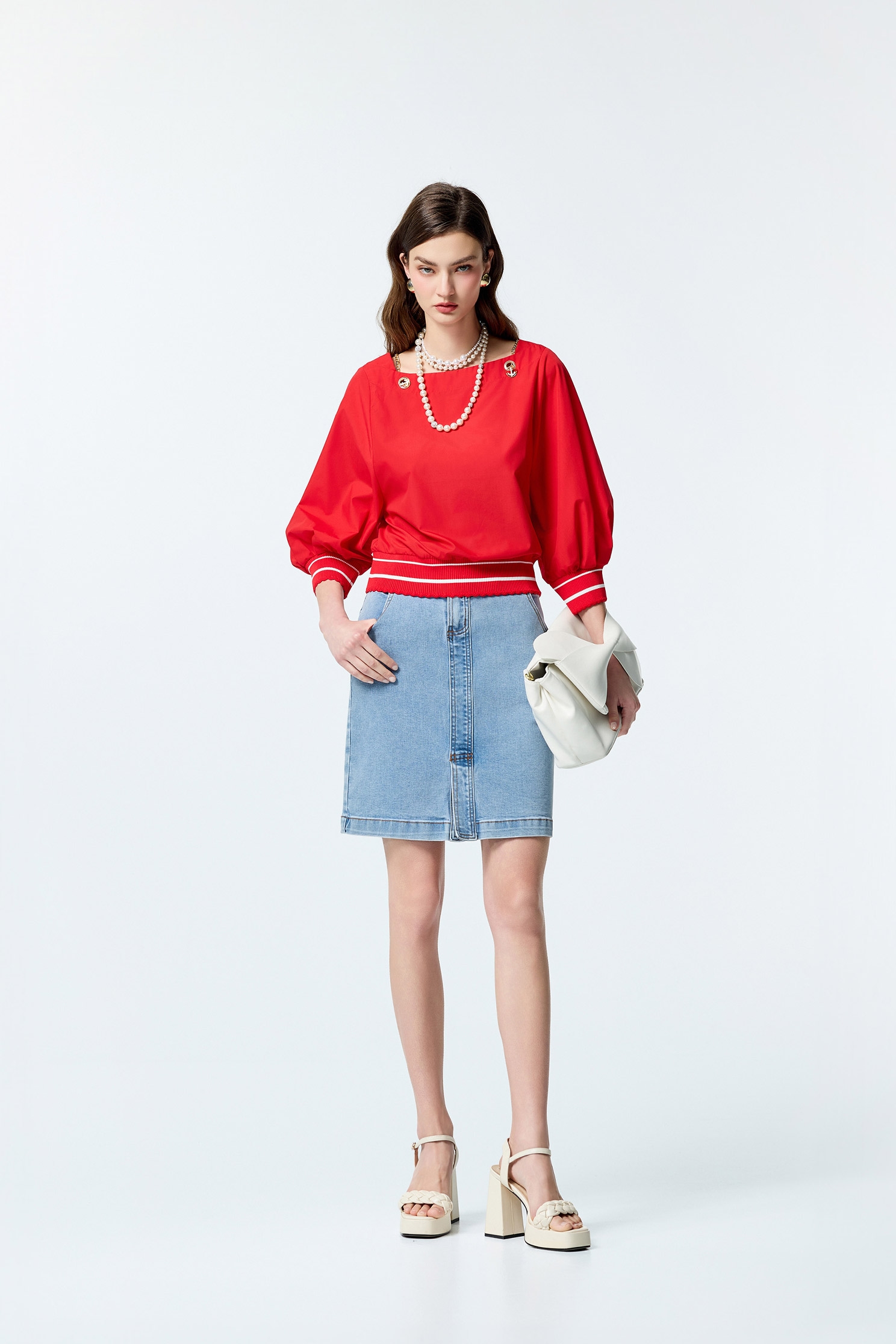 口袋造型牛仔短裙口袋造型牛仔短裙,牛仔,牛仔裙,秋冬穿搭