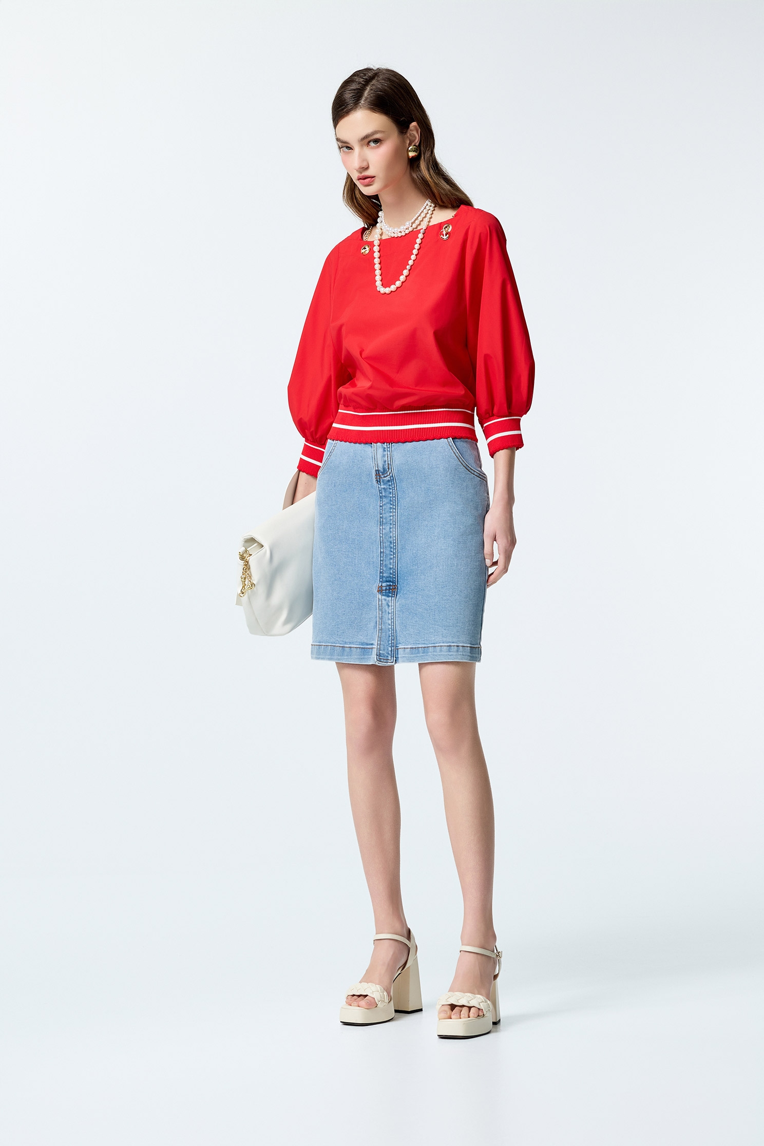 口袋造型牛仔短裙口袋造型牛仔短裙,牛仔,牛仔裙,秋冬穿搭