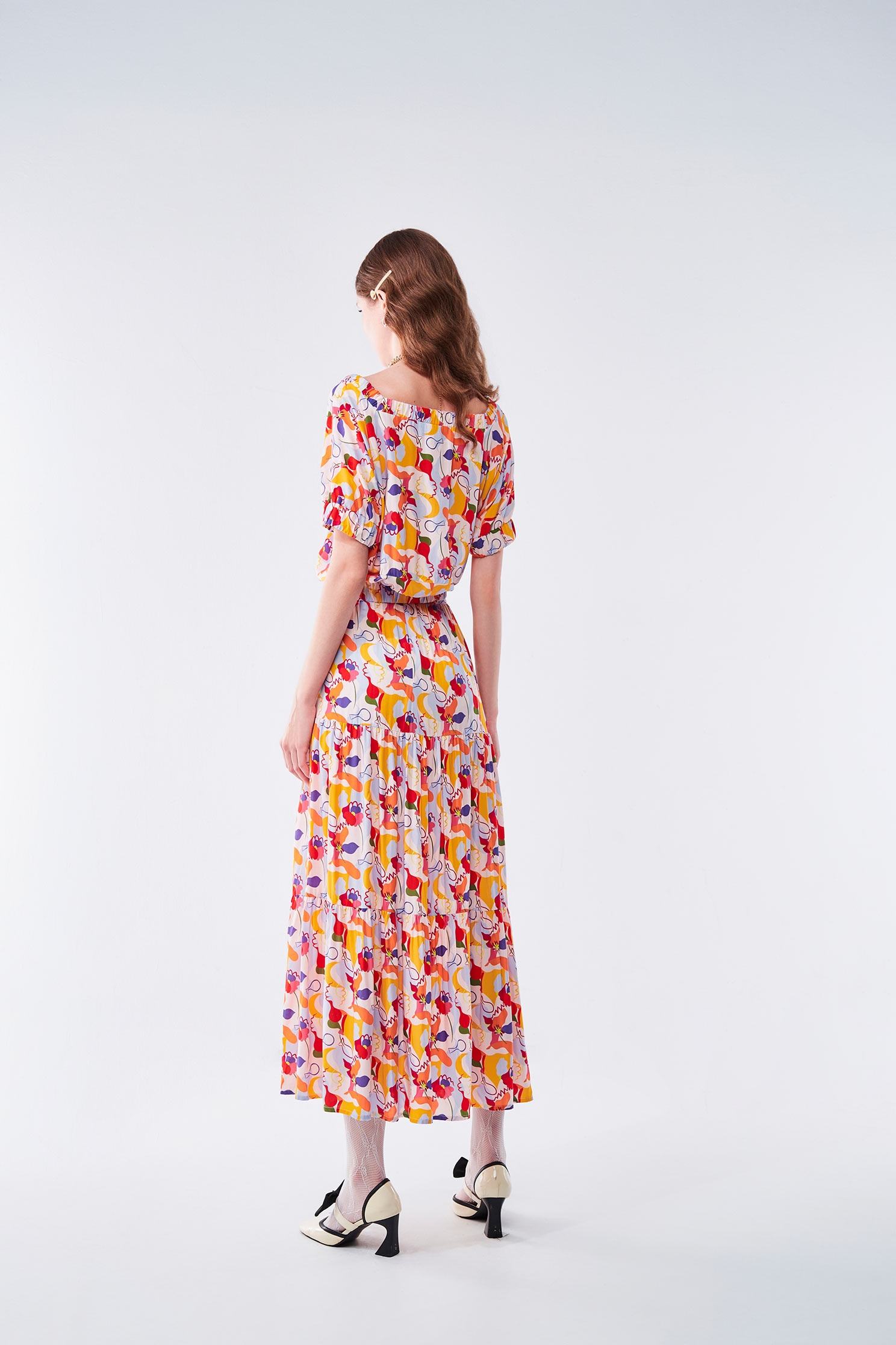 童趣五彩印花長裙童趣五彩印花長裙,上衣,秋冬穿搭,網裙