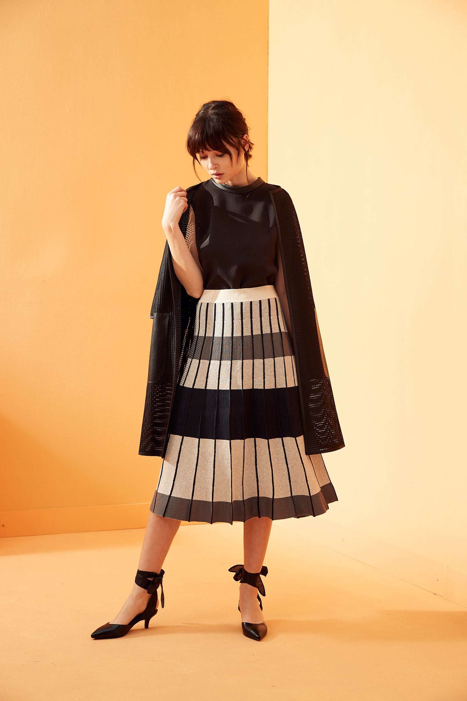 Color matching classic design dress,pleats,pleatedskirt,maxipleatedskirt,longskirt