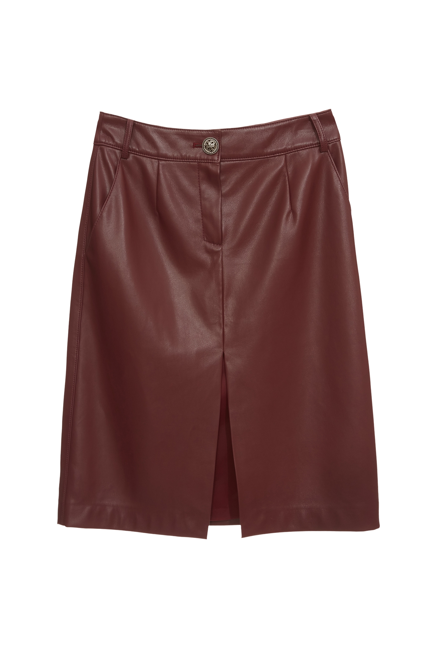 梅洛葡萄酒紅仿皮裙梅洛葡萄酒紅仿皮裙,春夏穿搭,皮革,長裙