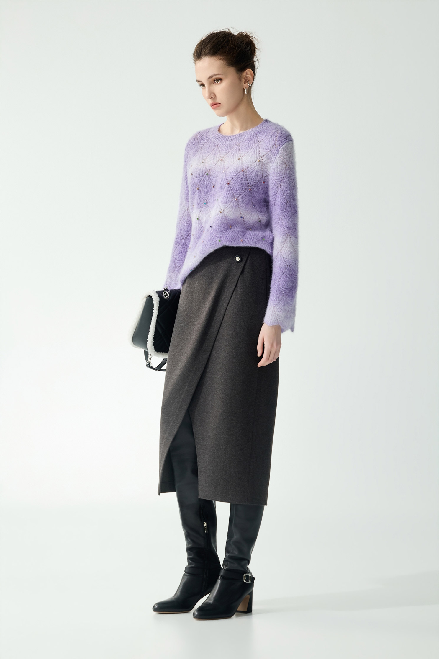 循環灰薄毛料窄裙循環灰薄毛料窄裙,春夏穿搭,窄裙,長裙