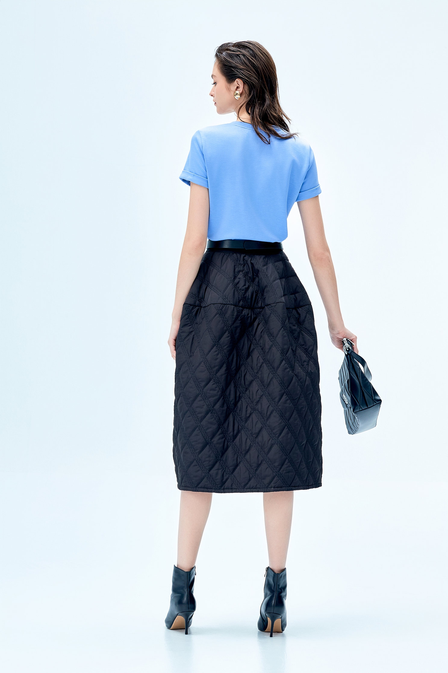 絎縫復古澎澎長裙絎縫復古澎澎長裙,春夏穿搭,長裙,黑色裙子